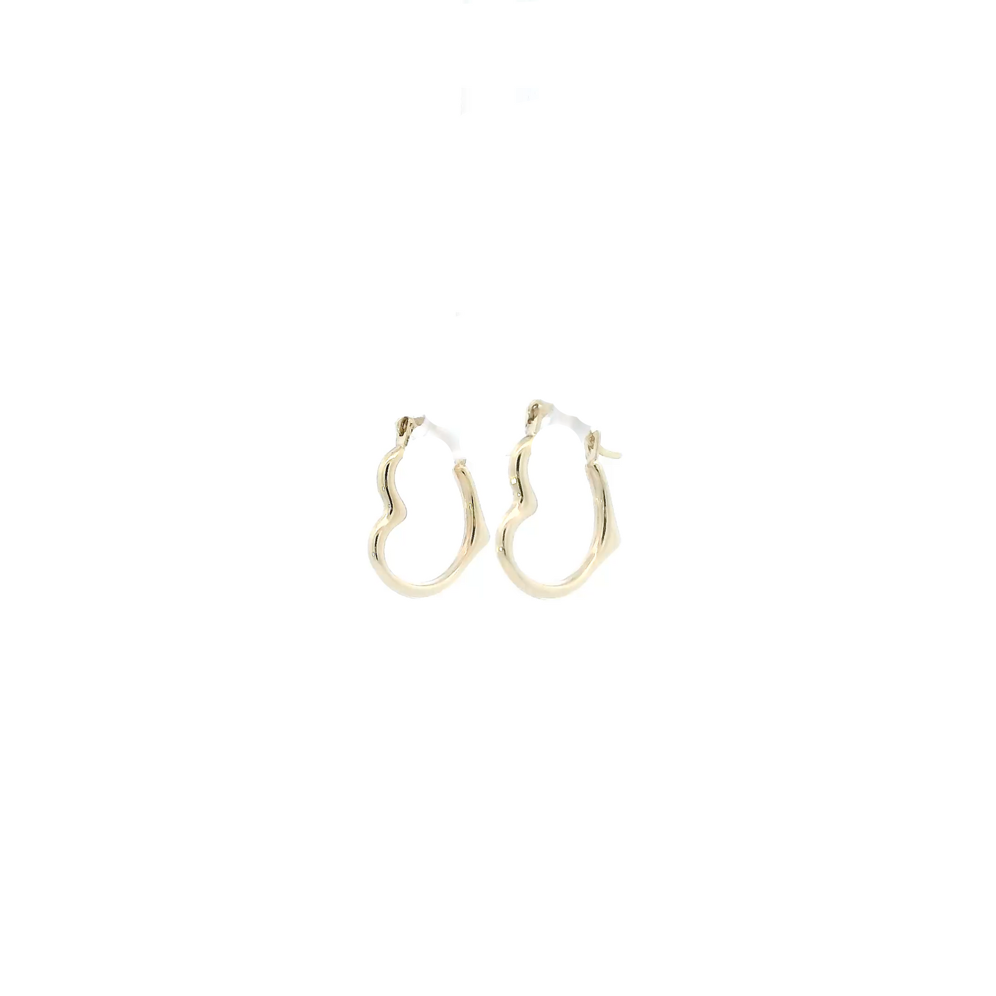 10K Yellow Gold Heart Hoop Earrings