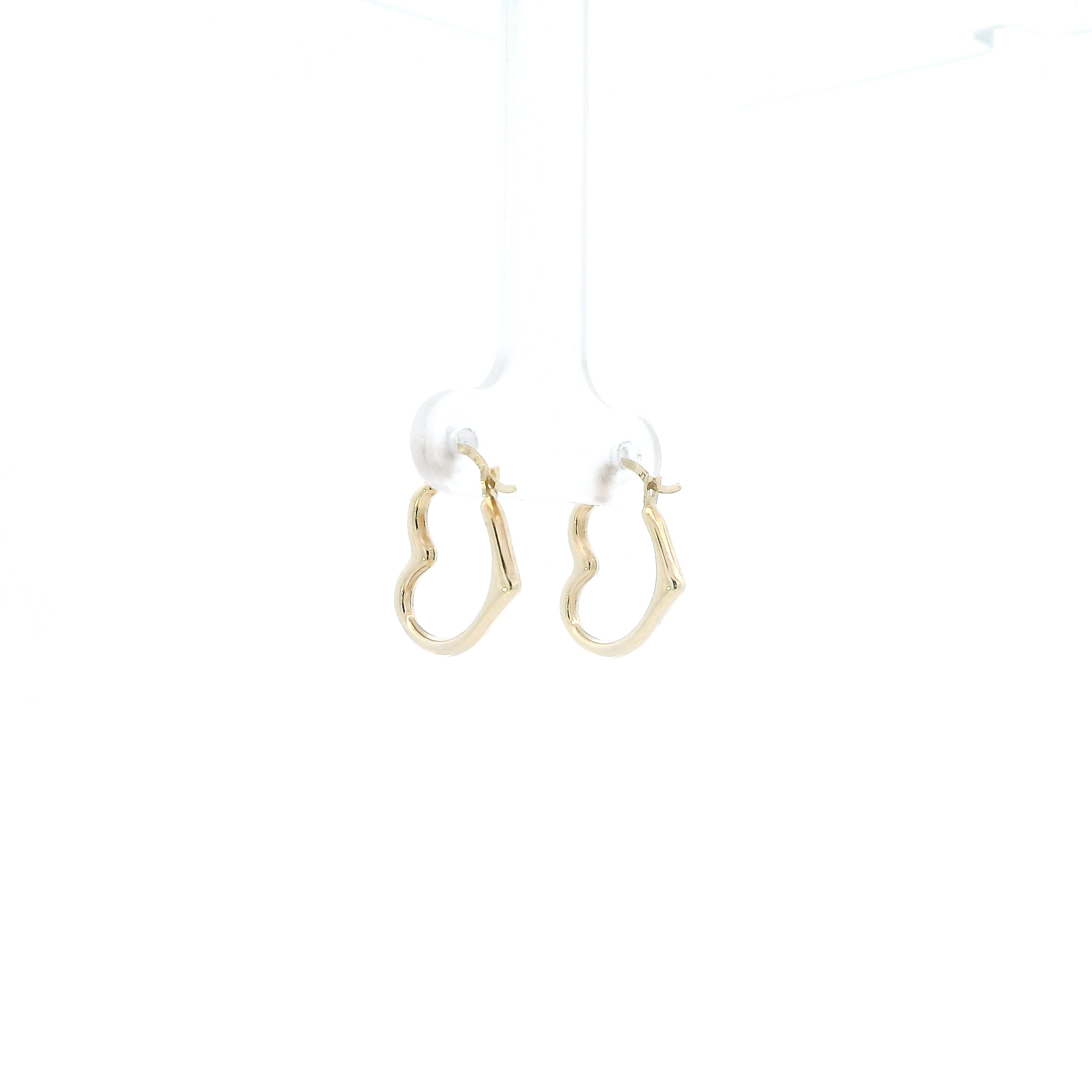 10K Yellow Gold Heart Hoop Earrings