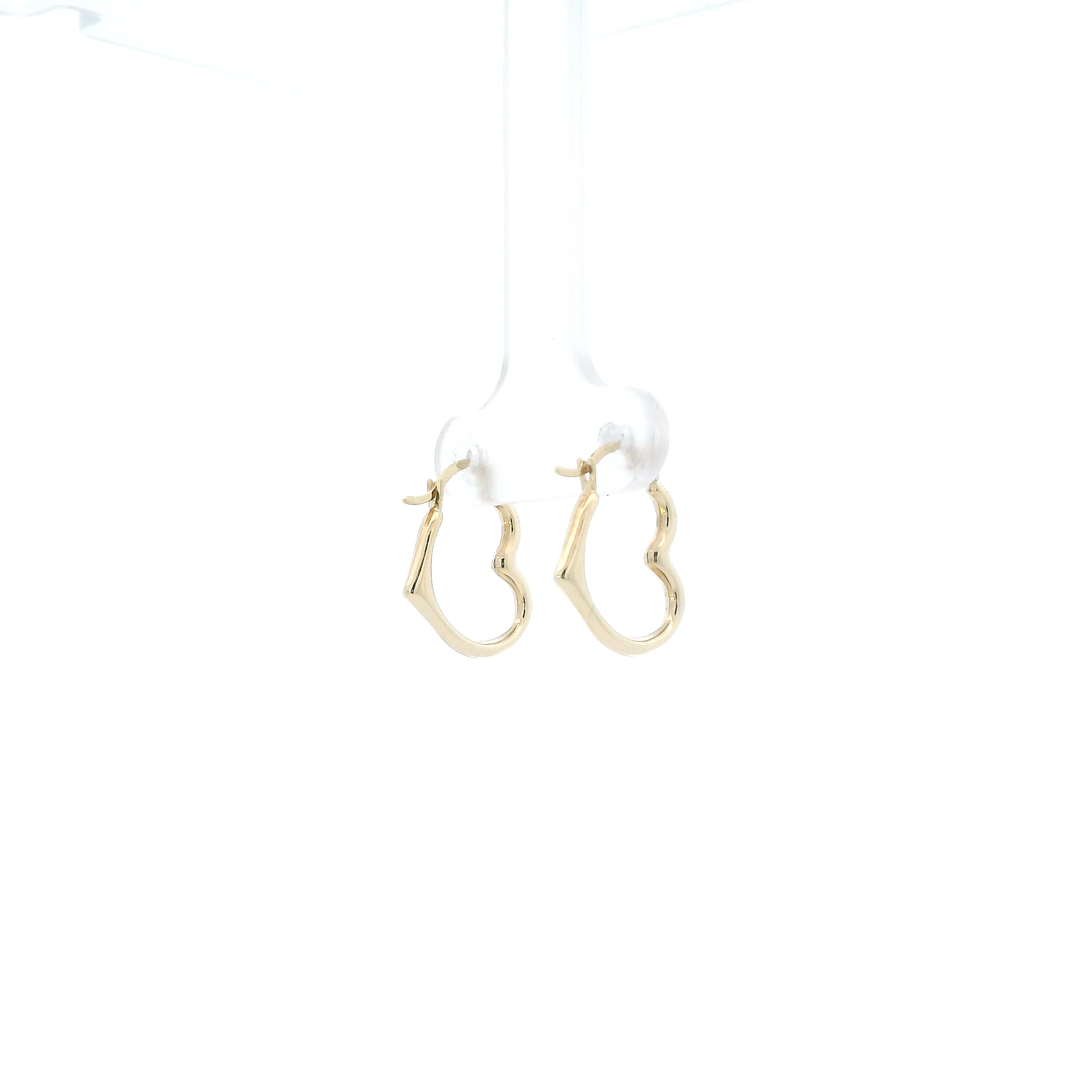10K Yellow Gold Heart Hoop Earrings