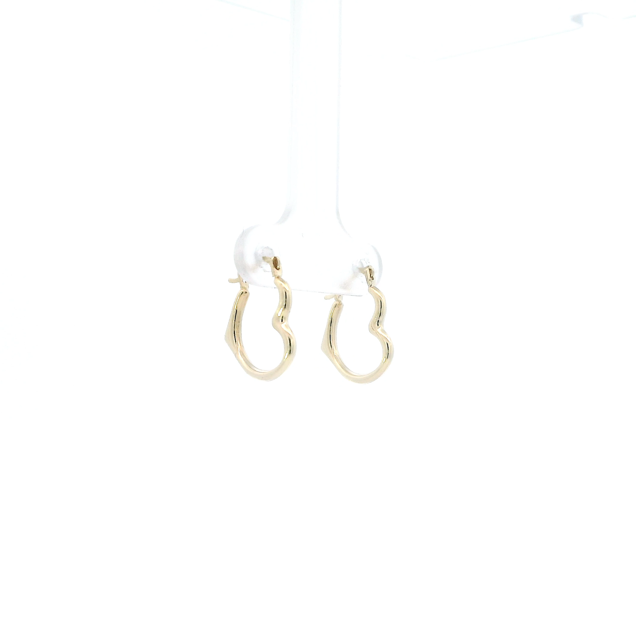 10K Yellow Gold Heart Hoop Earrings