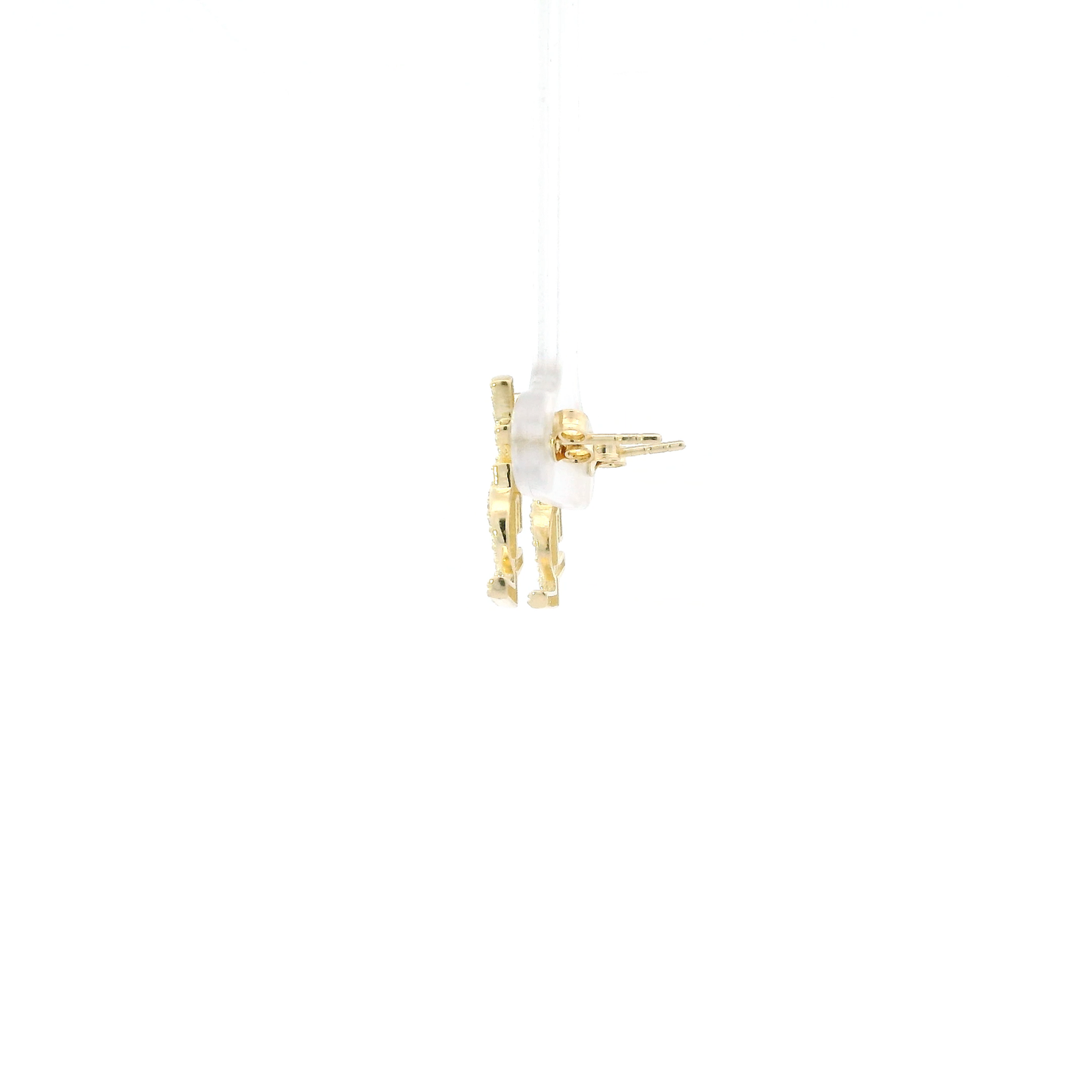 14K Yellow Gold "YSL" Cz Earrings