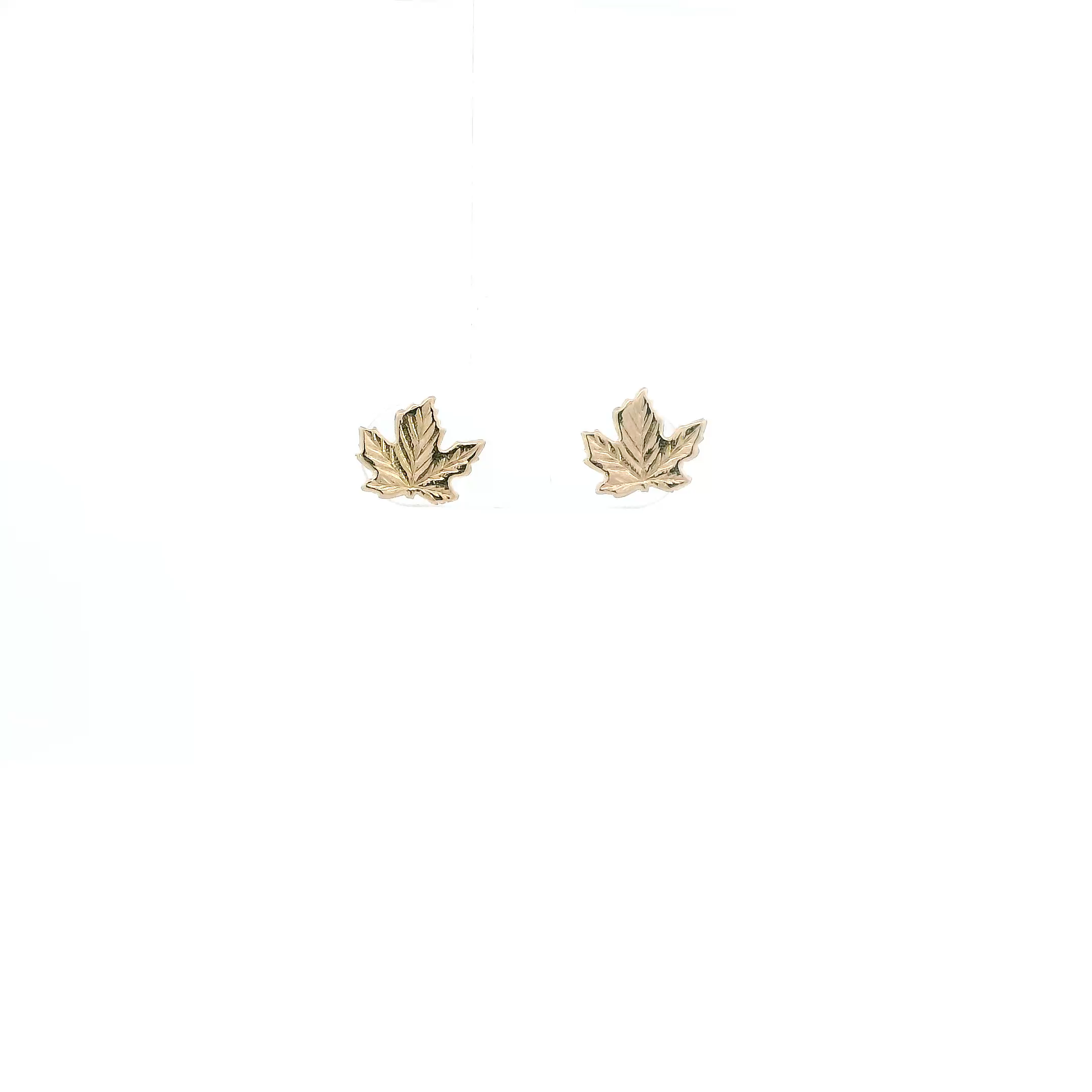 14K Yellow Gold Maple Leaf Stud Earrings