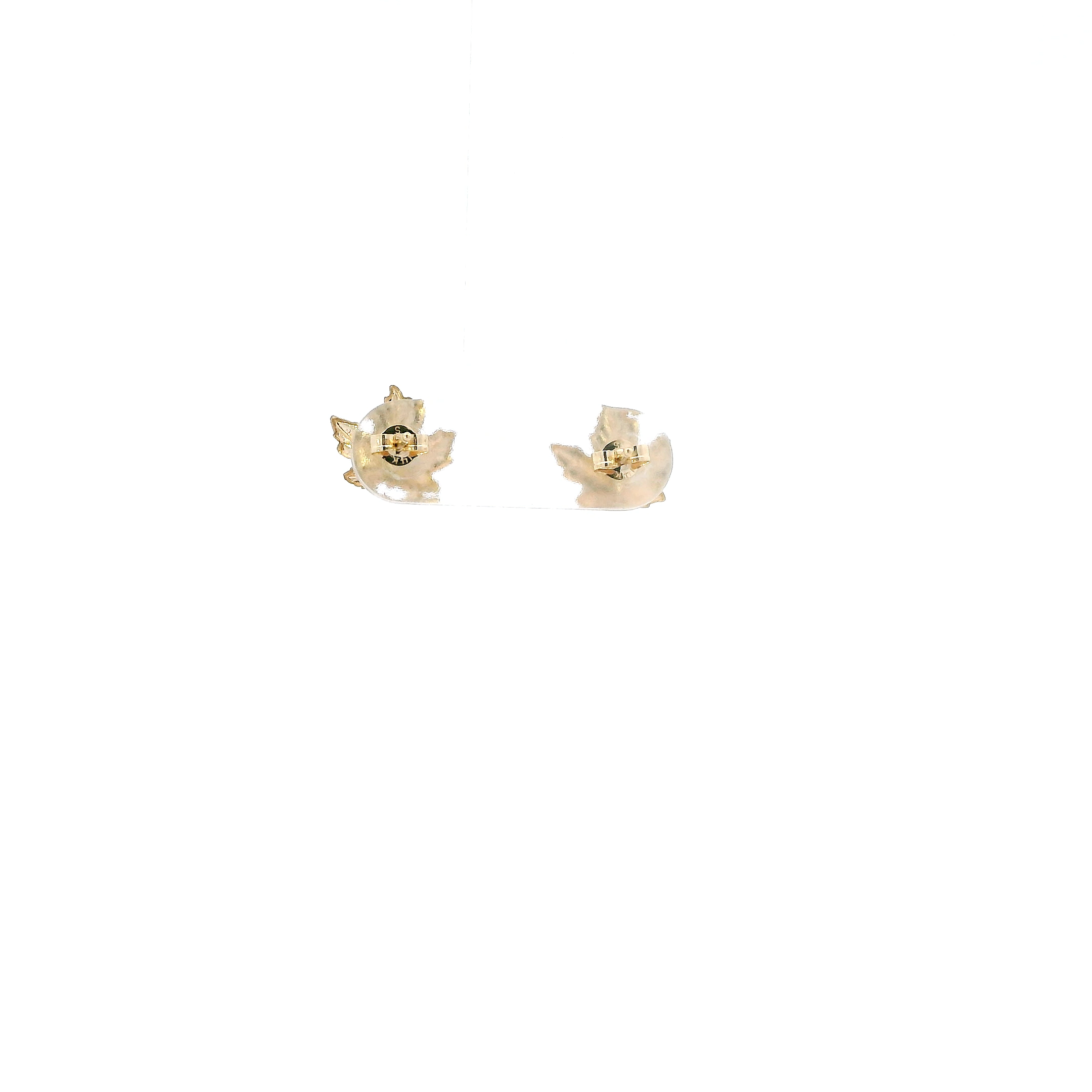 14K Yellow Gold Maple Leaf Stud Earrings