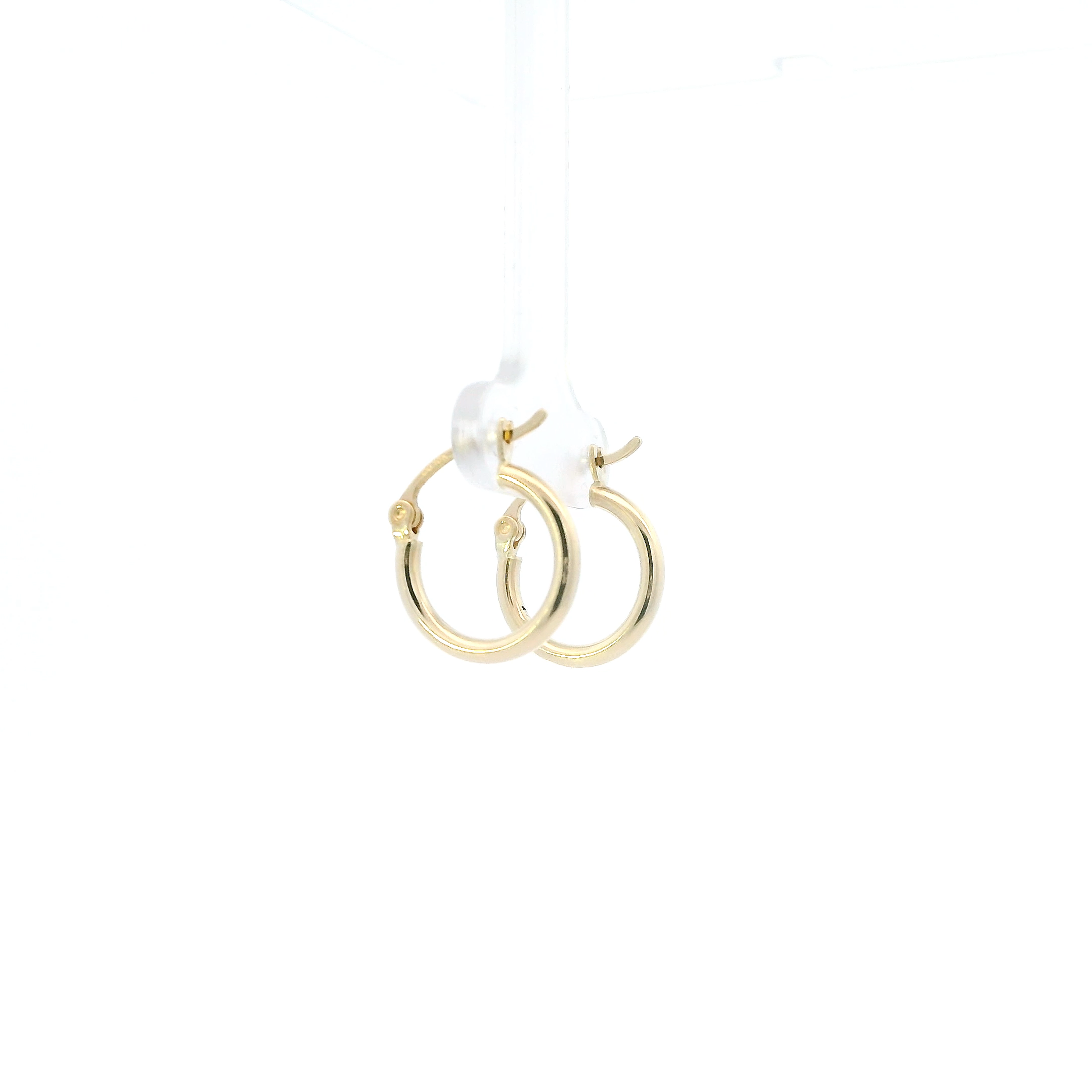 14K Yellow Gold Hollow Tube Hoop Earrings