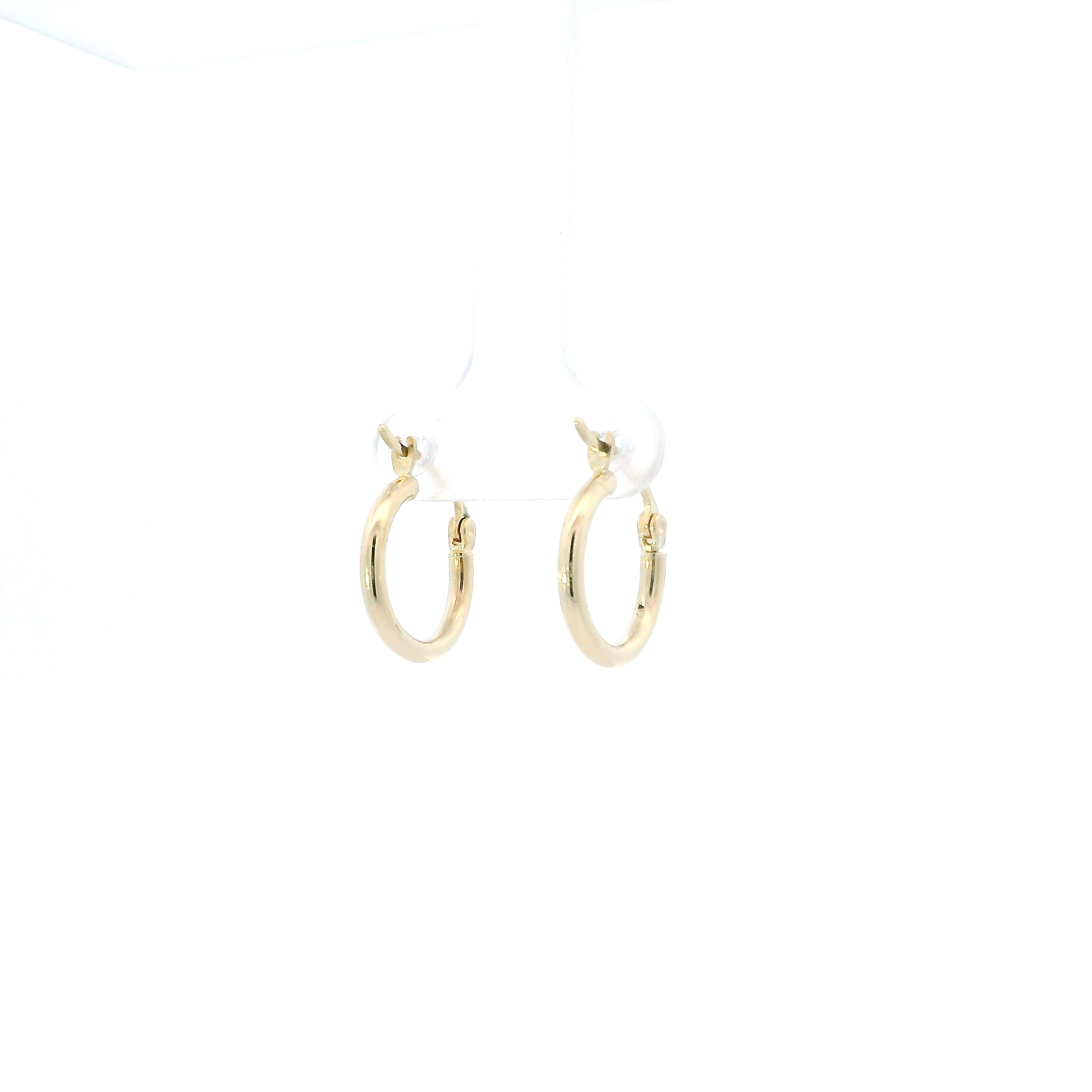 14K Yellow Gold Hollow Tube Hoop Earrings