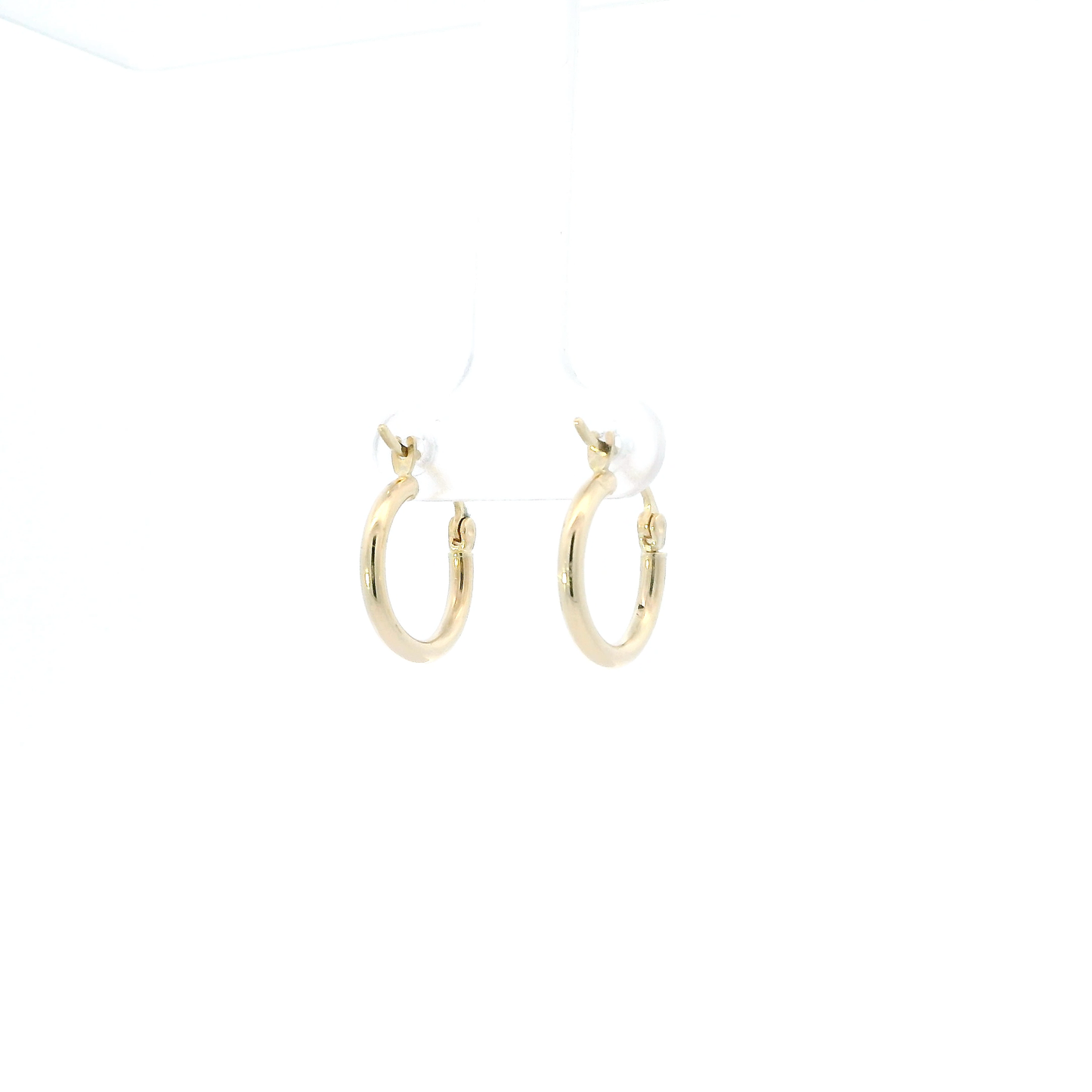 14K Yellow Gold Hollow Tube Hoop Earrings