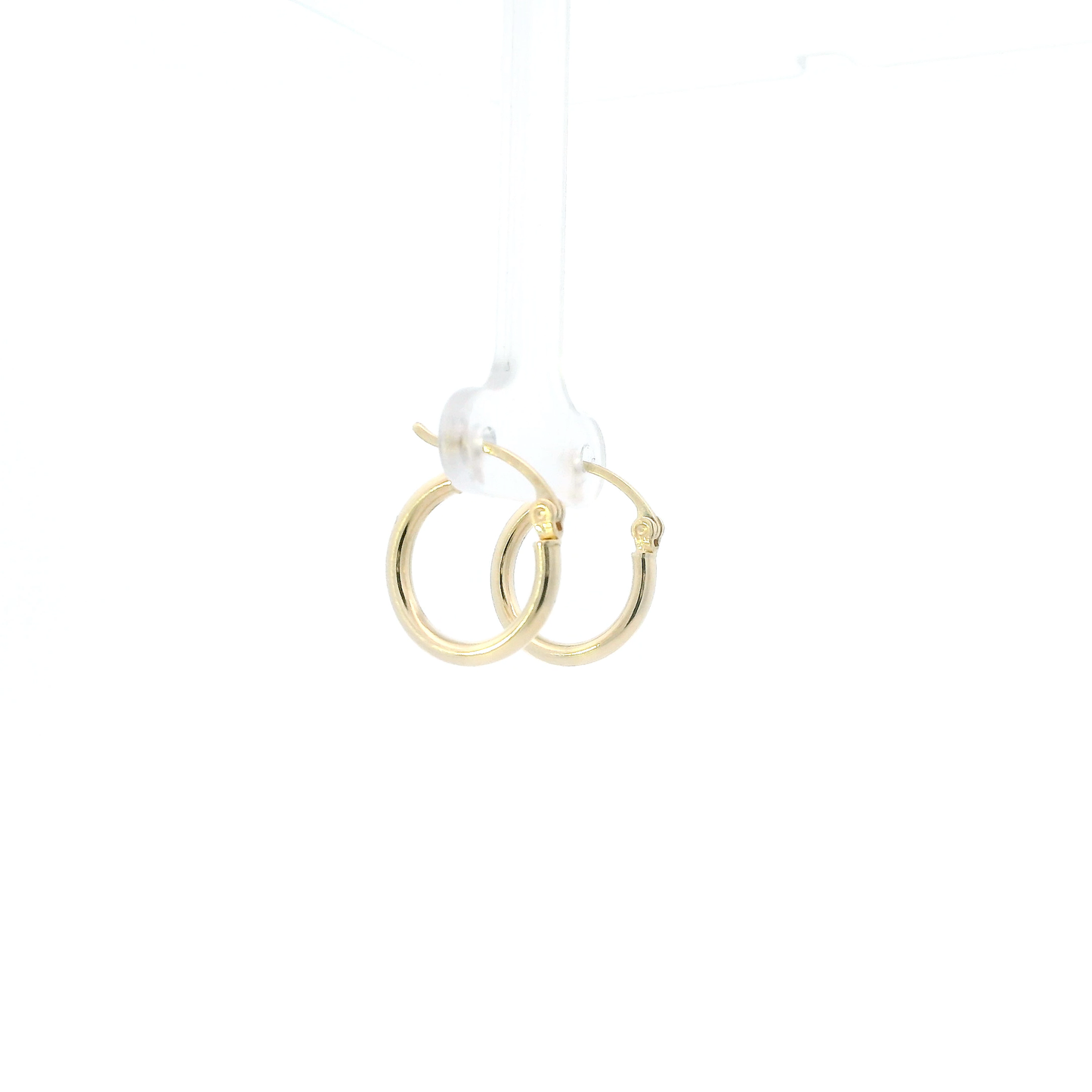 14K Yellow Gold Hollow Tube Hoop Earrings