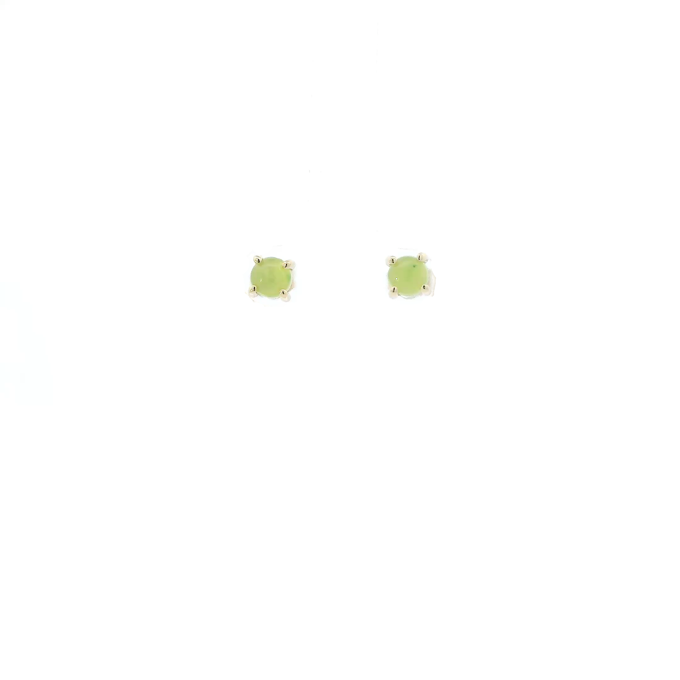 14K Yellow Gold Green Stone Stud Earrings