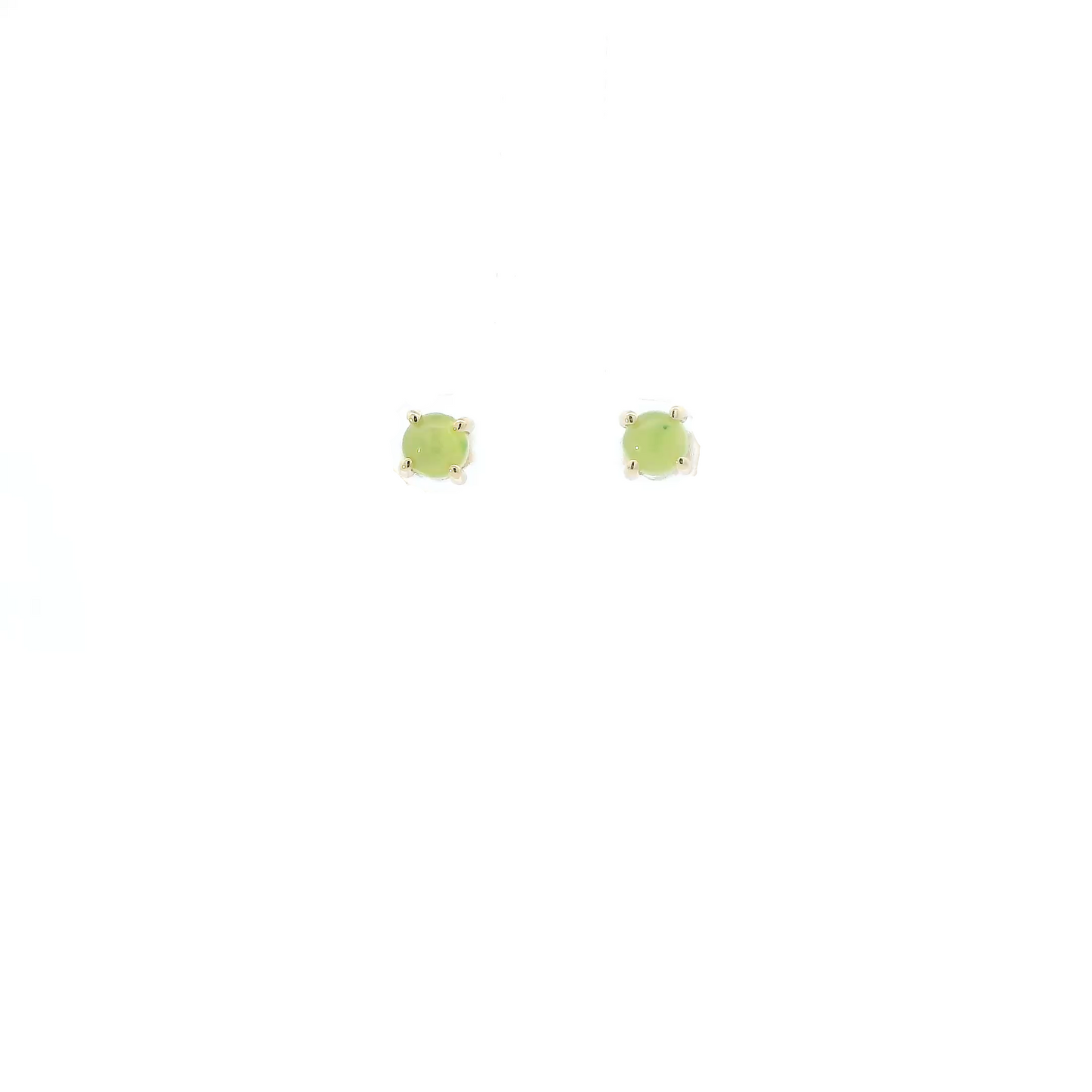 14K Yellow Gold Green Stone Stud Earrings