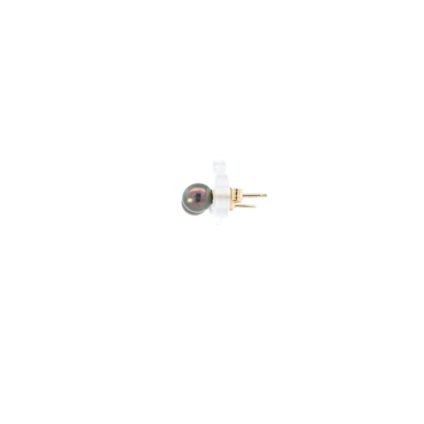 14K Yellow Gold Black Tahitian Pearl Stud Earrings