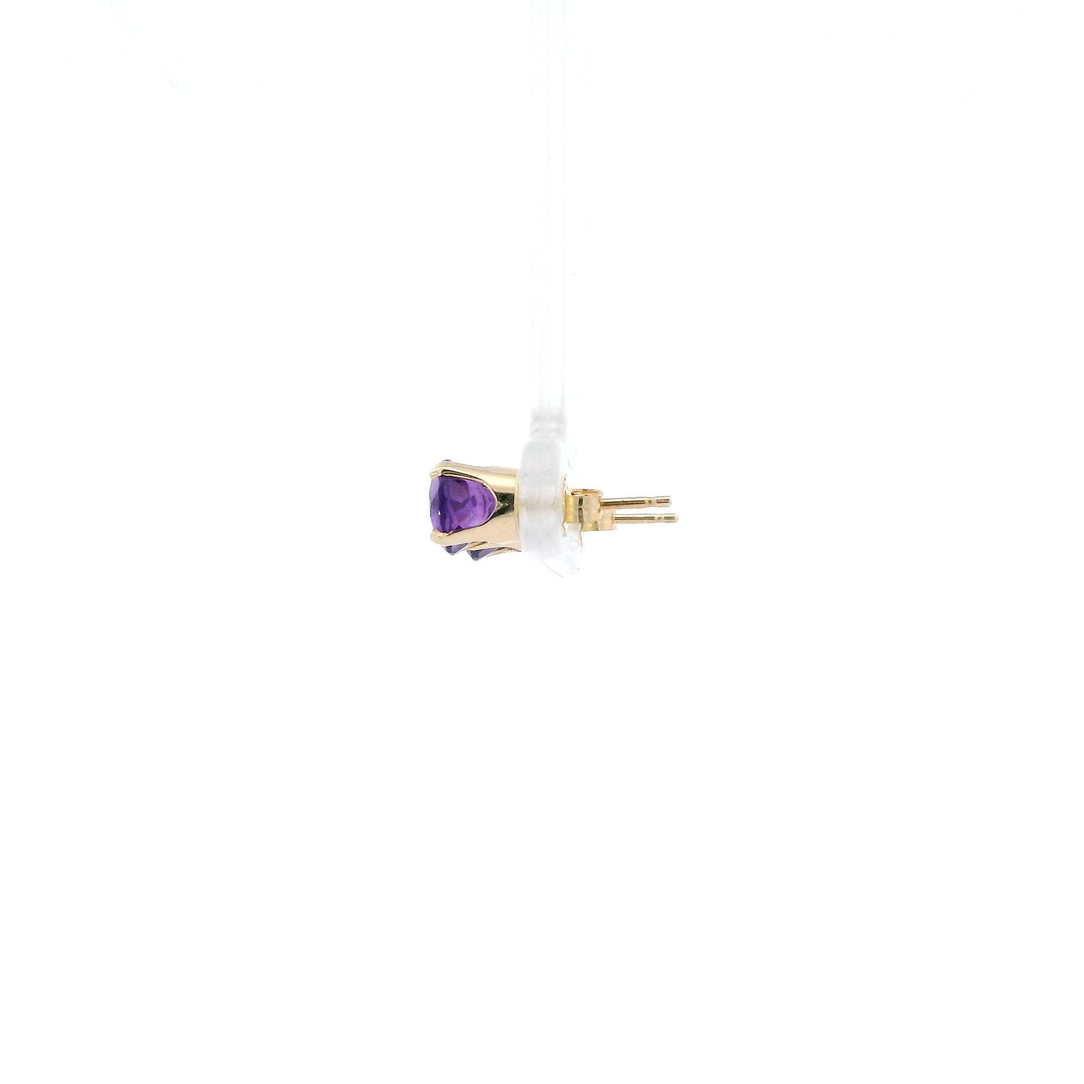 14K Yellow Gold Amethyst Stud Earrings