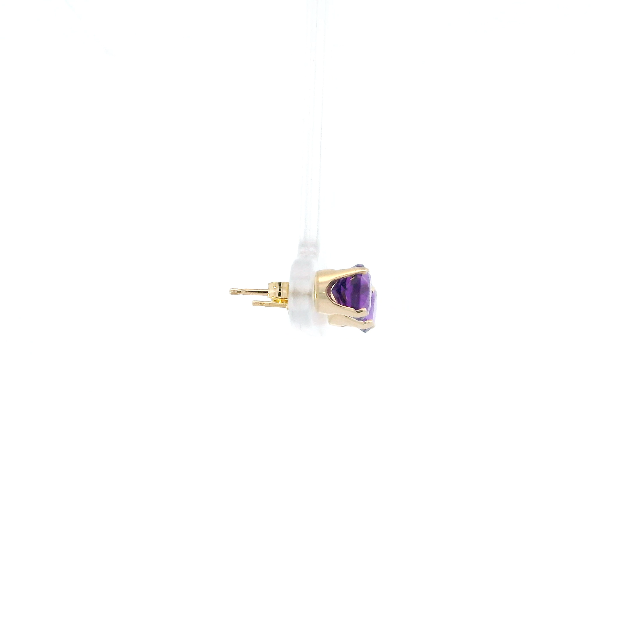 14K Yellow Gold Amethyst Stud Earrings