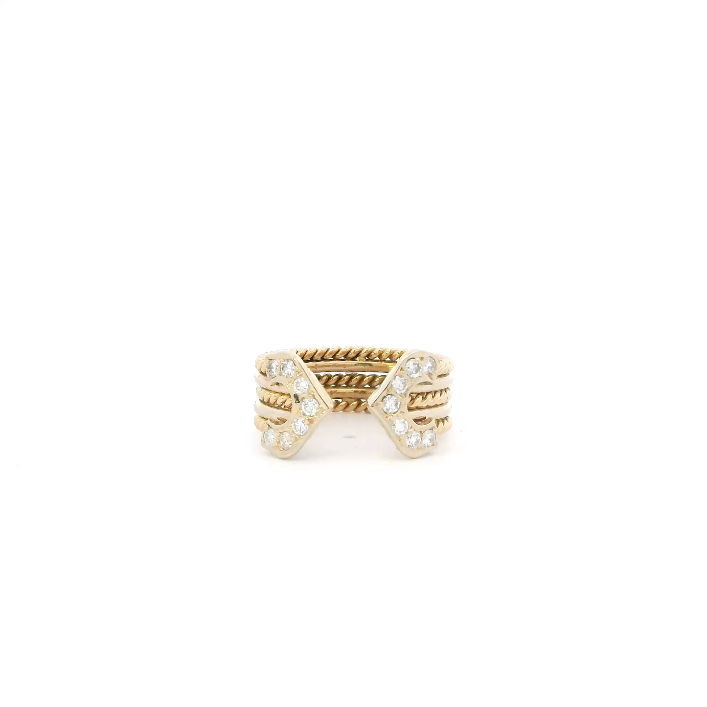 14K Yellow Gold Diamond Rope Womens Ring - 0.28ct