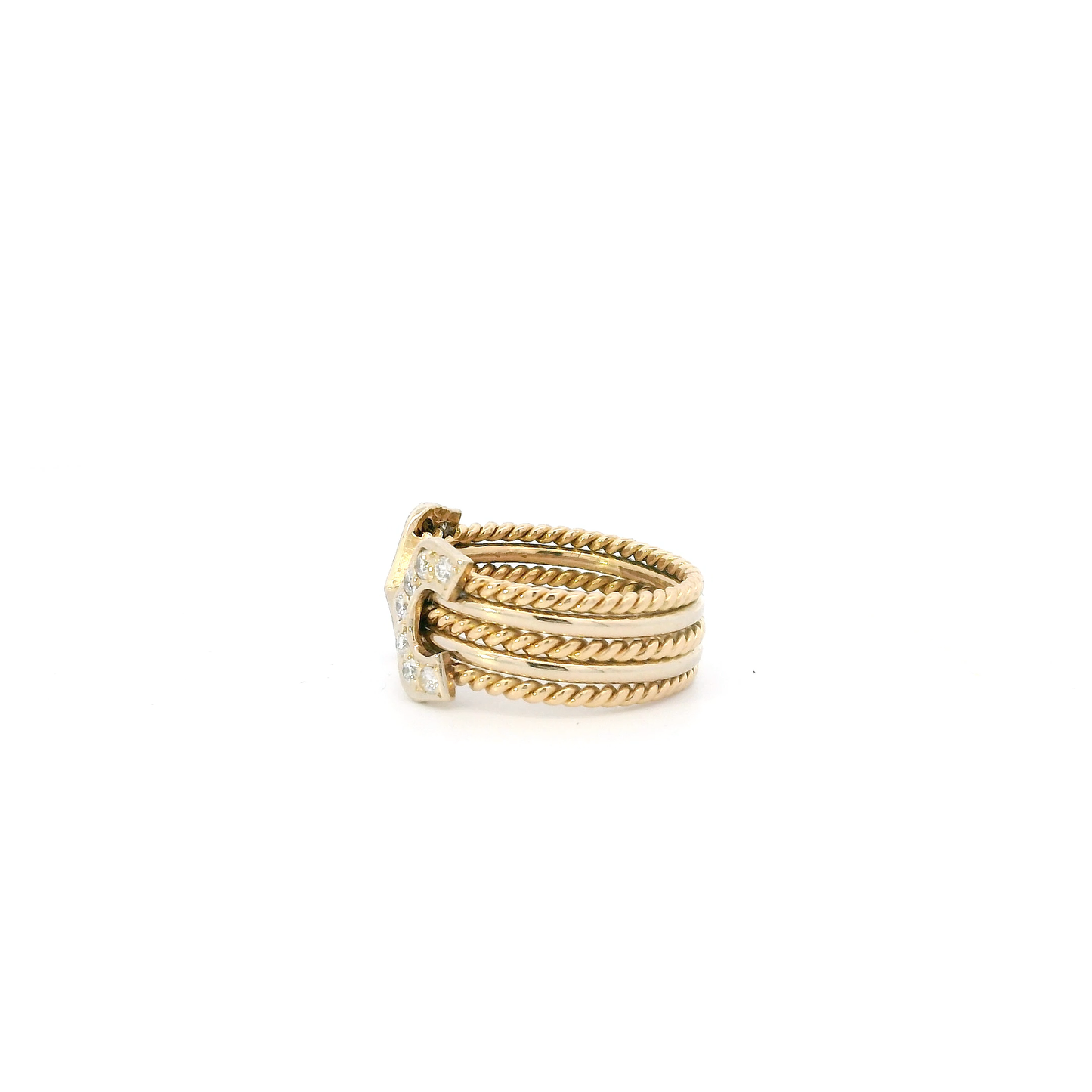 14K Yellow Gold Diamond Rope Womens Ring - 0.28ct