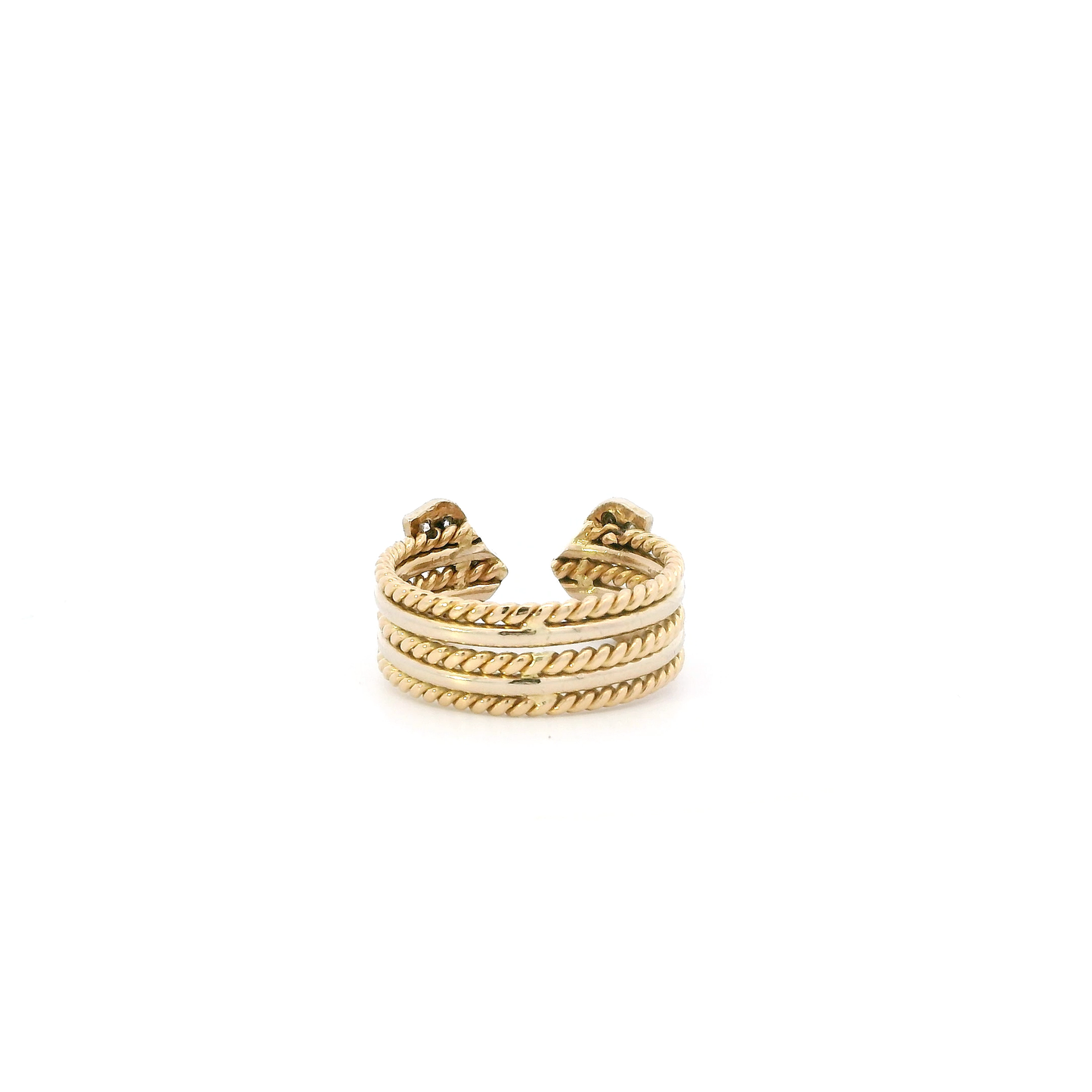14K Yellow Gold Diamond Rope Womens Ring - 0.28ct