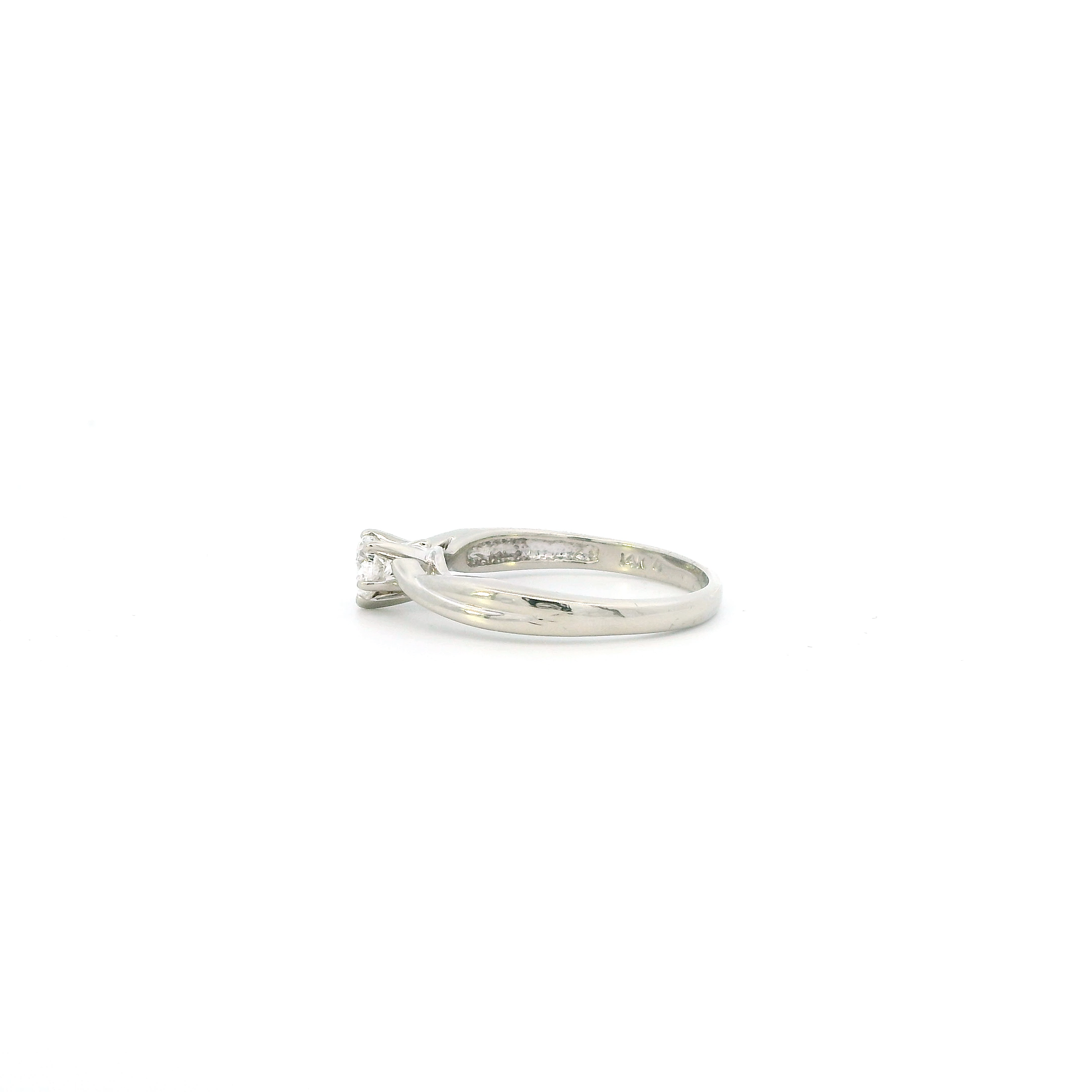 14K White Gold Heart Diamond Solitaire Ring - 0.39ct