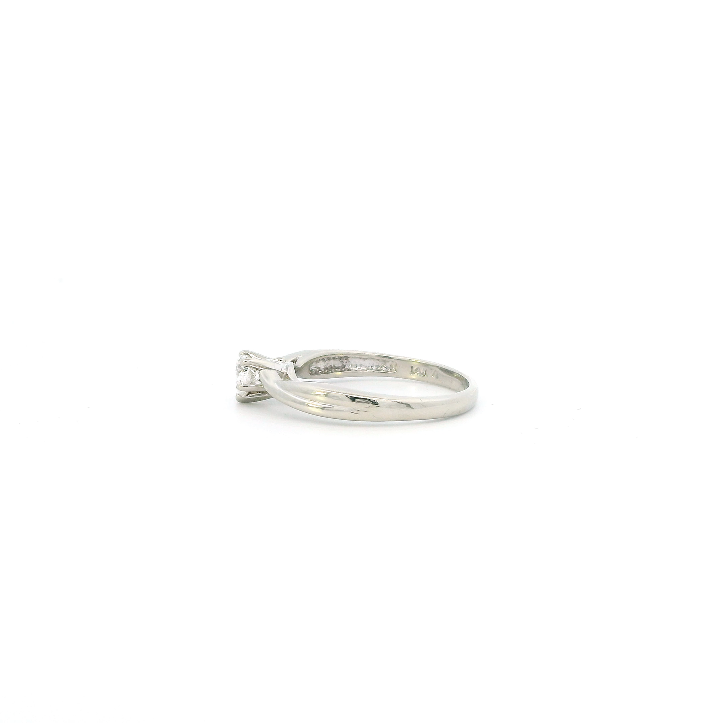 14K White Gold Heart Diamond Solitaire Ring - 0.39ct