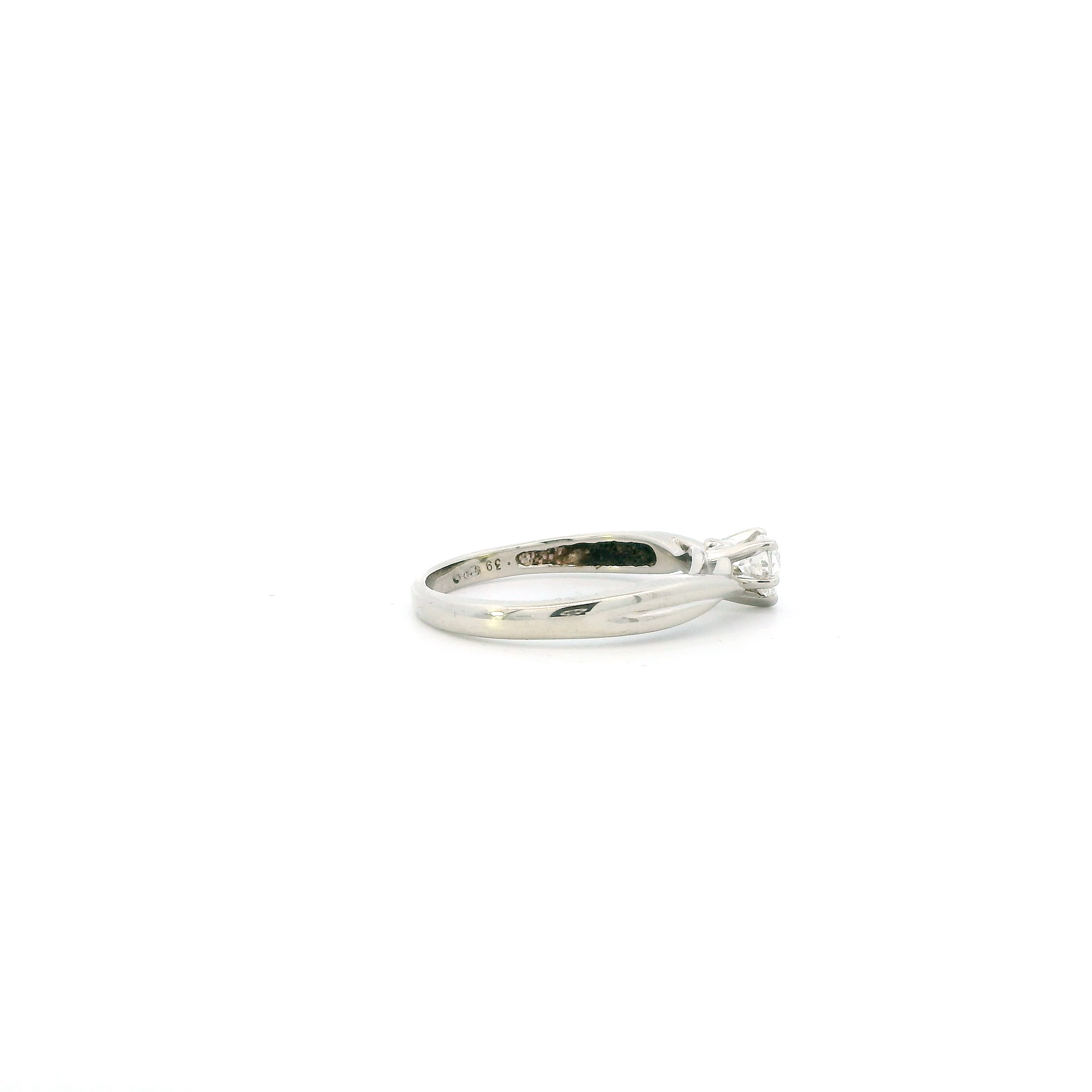 14K White Gold Heart Diamond Solitaire Ring - 0.39ct