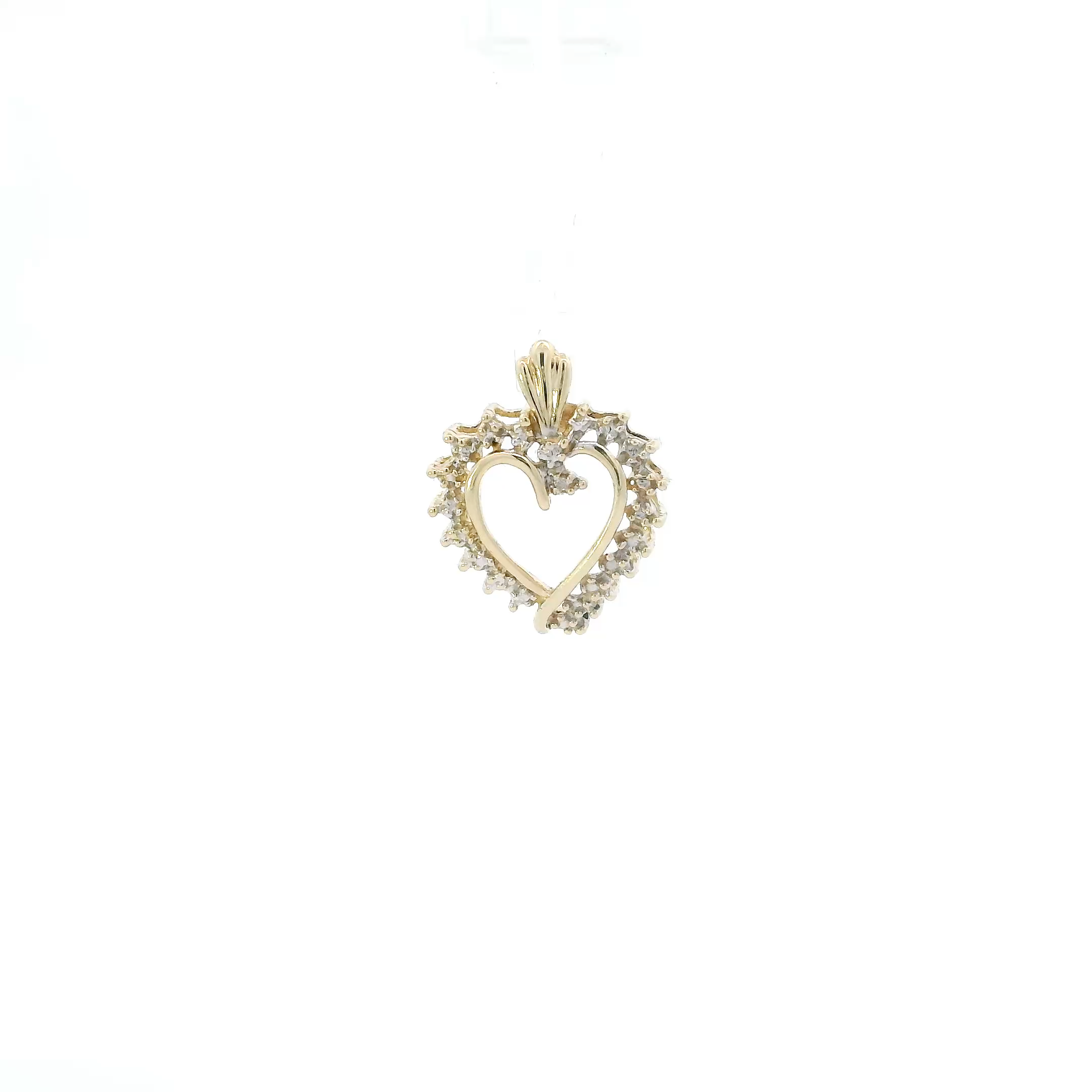 10K Yellow & White Gold Diamond Heart Pendant - 0.01ct