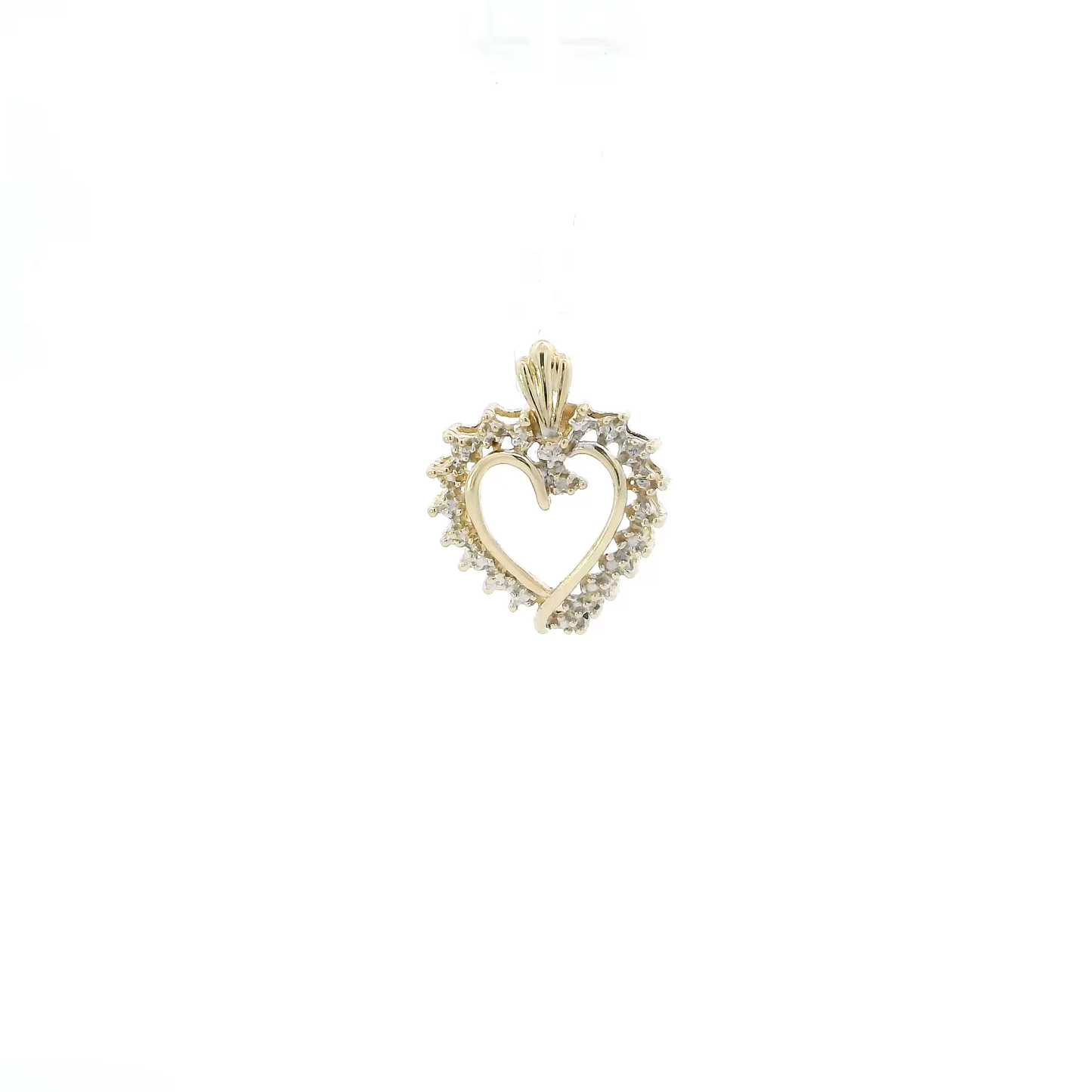 10K Yellow & White Gold Diamond Heart Pendant - 0.01ct