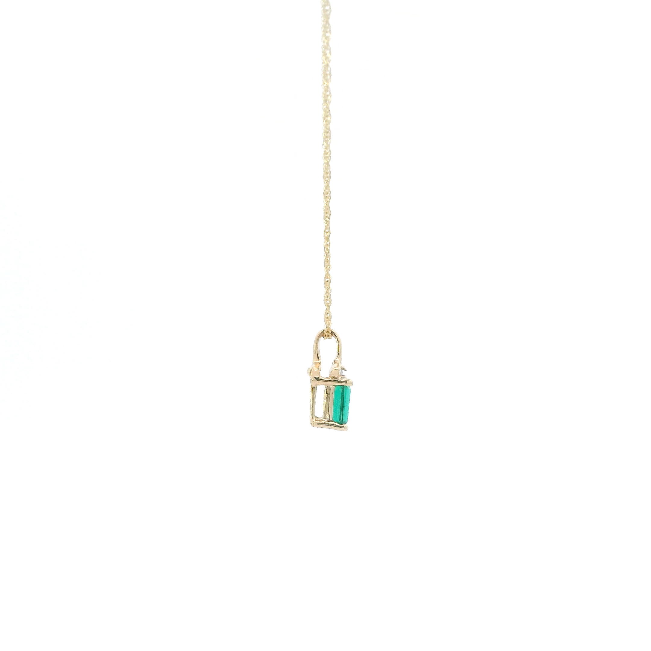 10K Yellow Gold Emerald & Diamond Pendant & 18