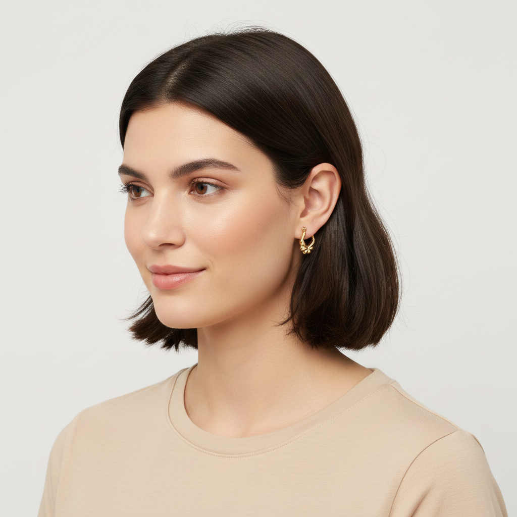 10K Yellow Gold Scalloped Hoop Earrings