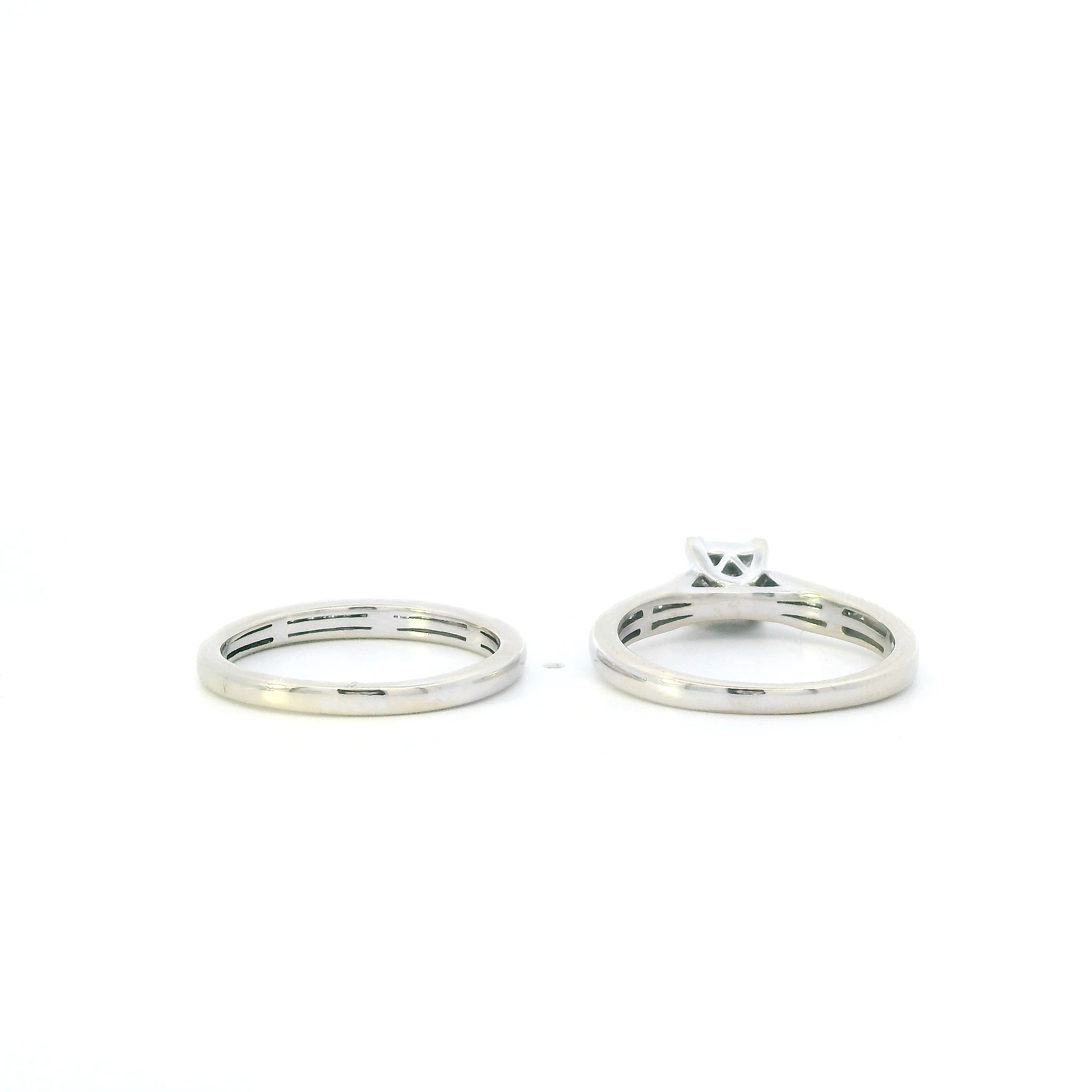 14K White Gold Diamond Womens Engagement & Wedding Ring Set - 0.64ct