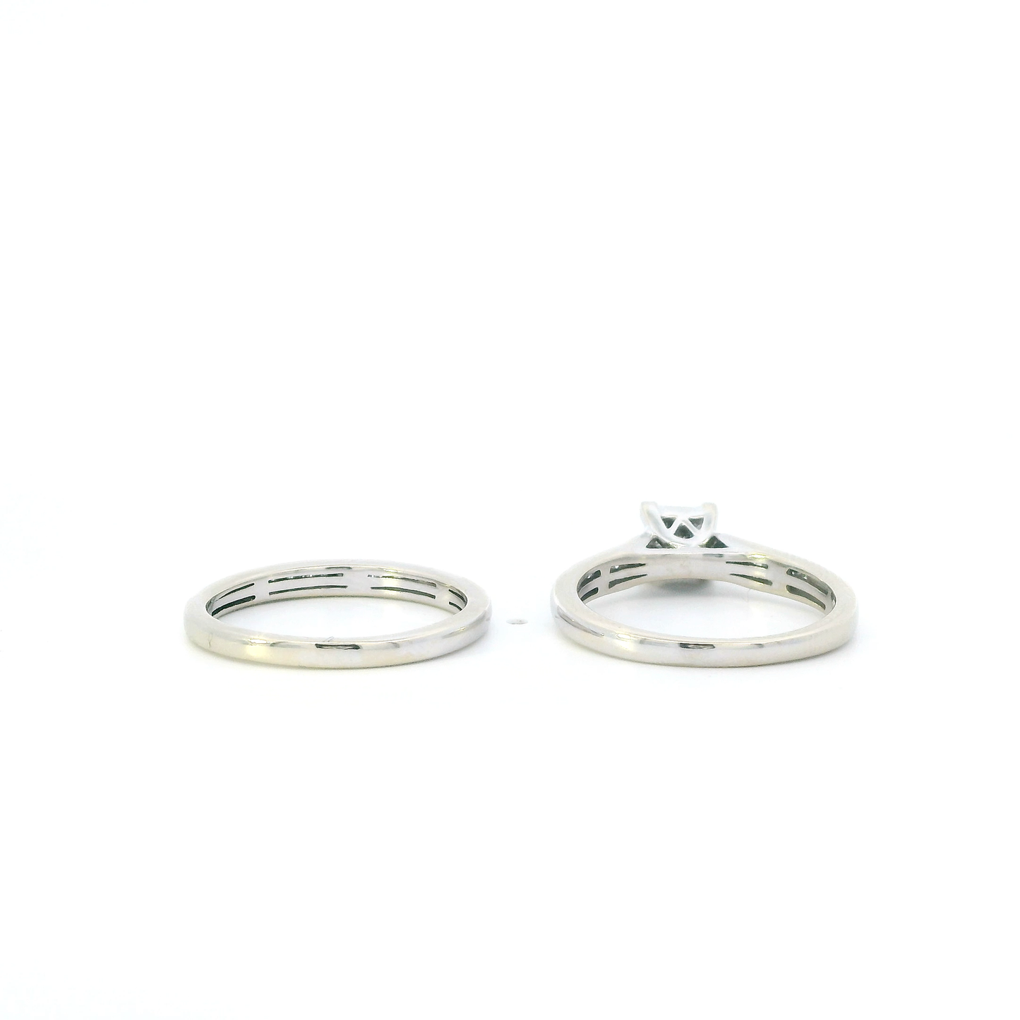 14K White Gold Diamond Womens Engagement & Wedding Ring Set - 0.64ct