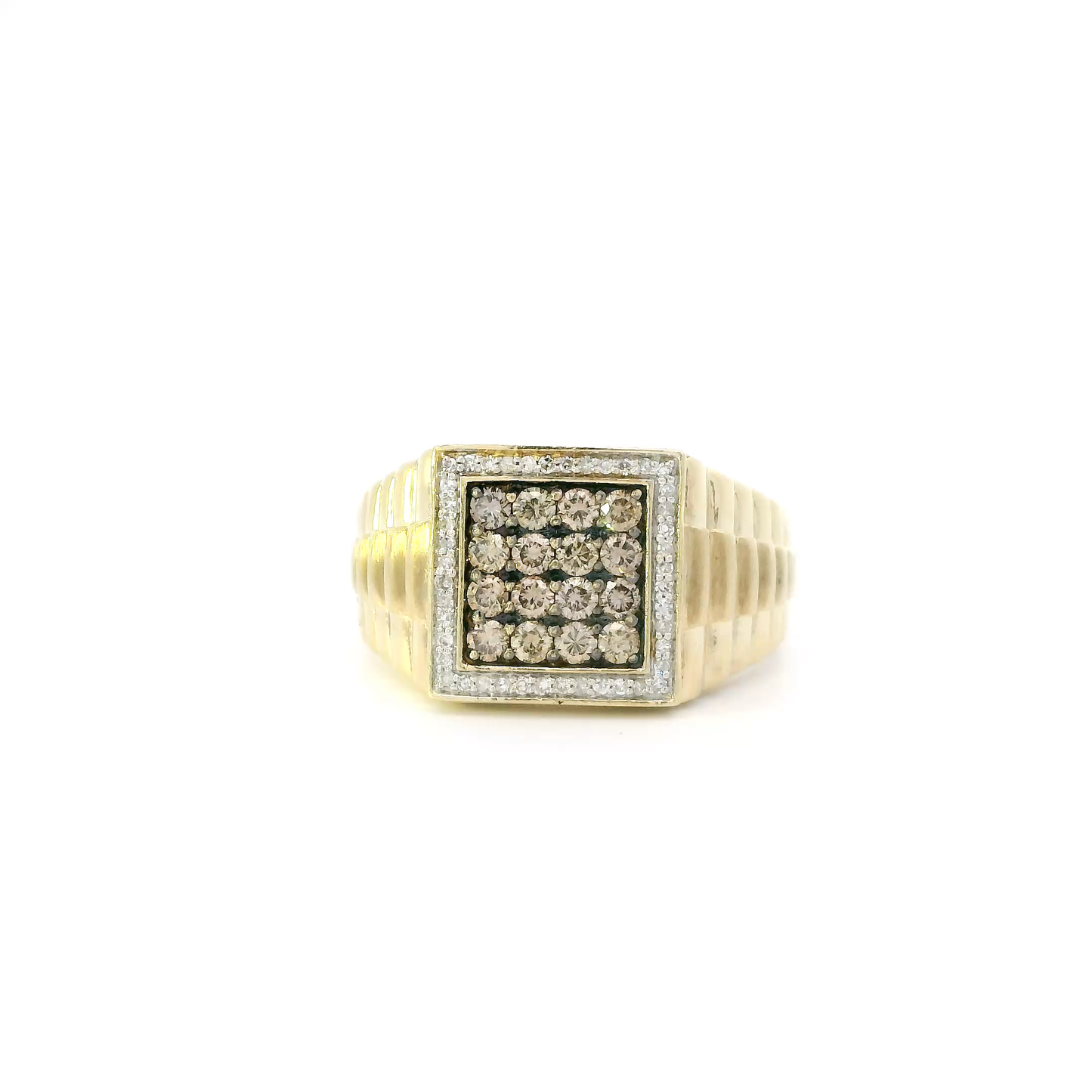 10K Yellow Gold Brown & Regular Diamond Rolex Ring - 0.96ct