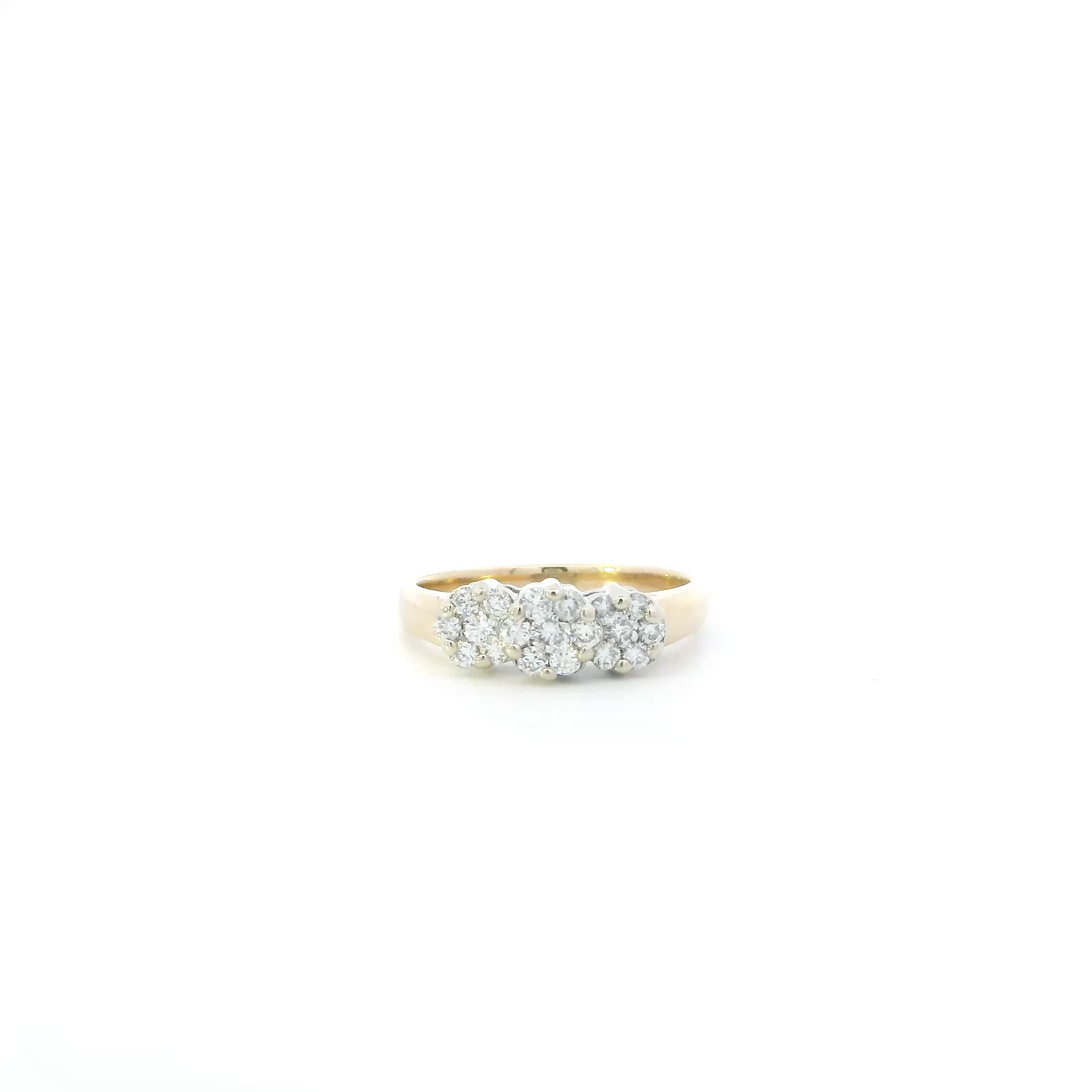 14K Yellow Gold Diamond Flower Cluster Womens Ring - 0.50ct
