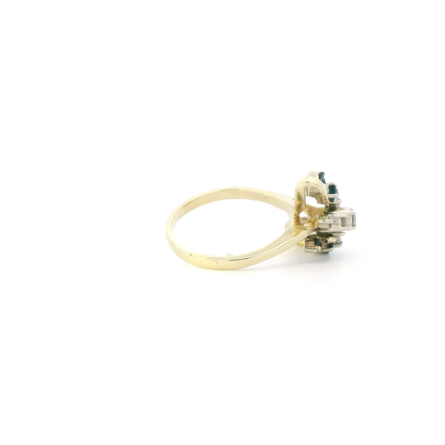 14K Yellow Gold Diamond & Sapphire Womens Ring - 0.32ct