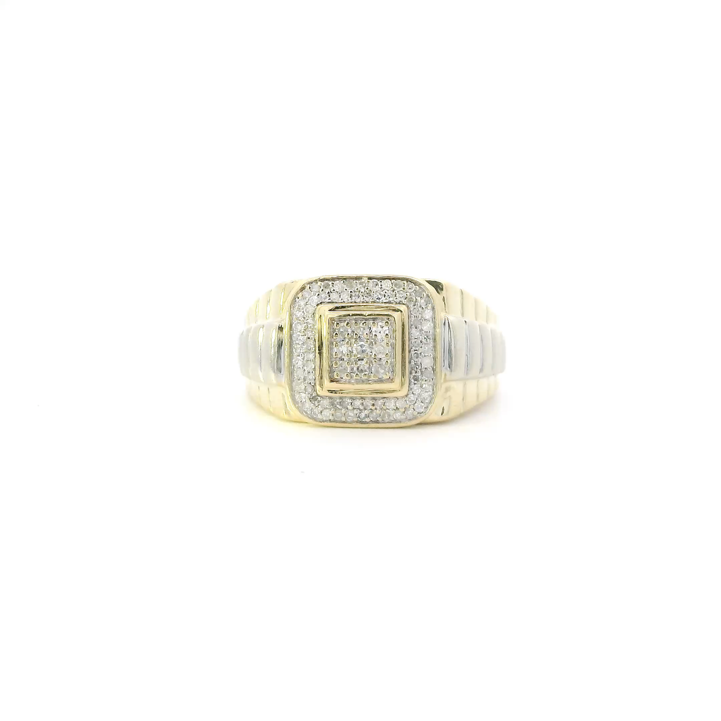 10K Yellow Gold Diamond Square Rolex Mens Ring - 0.63