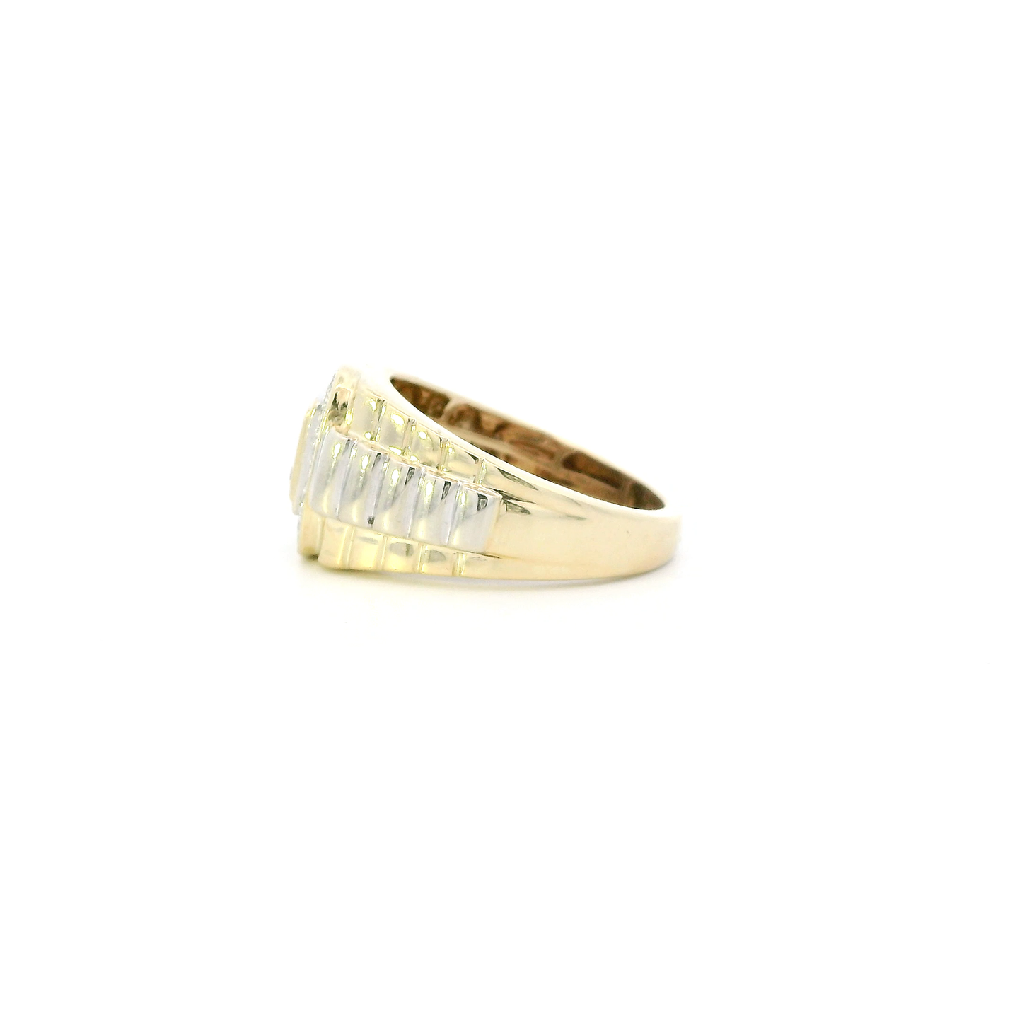 10K Yellow Gold Diamond Square Rolex Mens Ring - 0.63