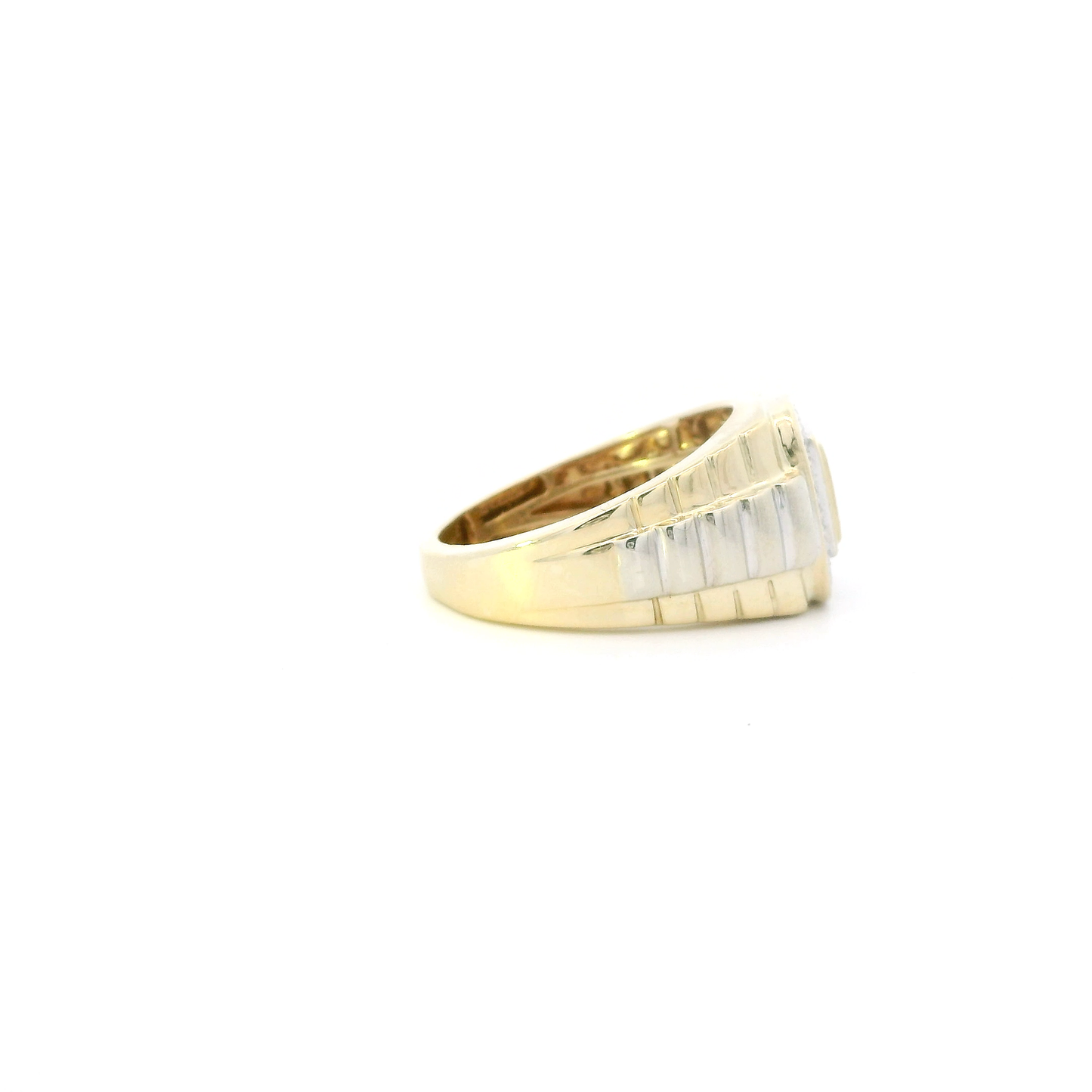 10K Yellow Gold Diamond Square Rolex Mens Ring - 0.63