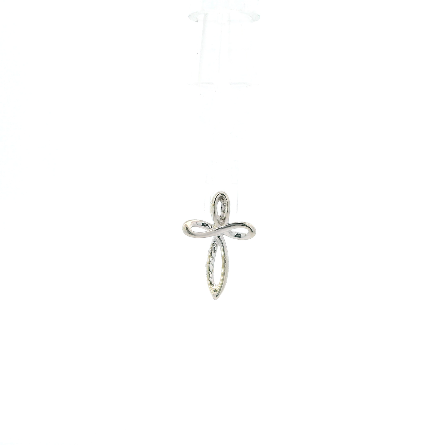 10K White Gold Diamond Cross Pendant - 0.06ct