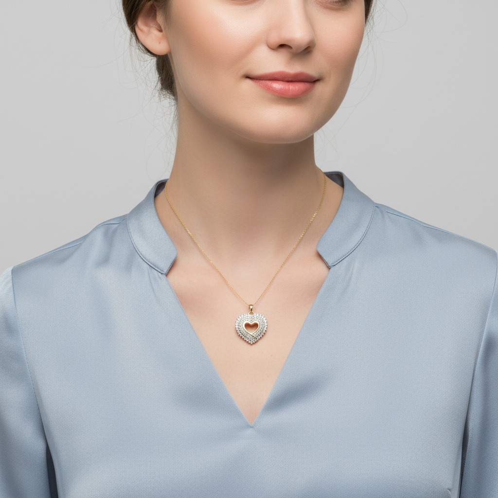 10K Yellow Gold Diamond Heart Pendant