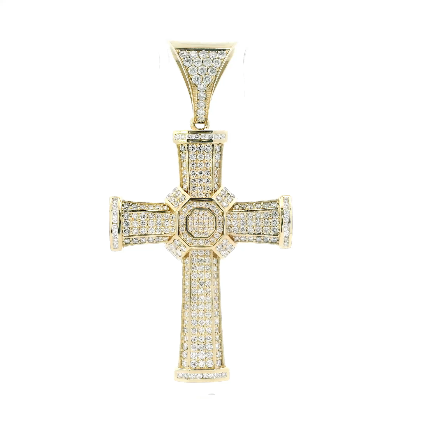 14K Yellow Gold Lab Grown Diamond Cross Pendant - 3.10ct