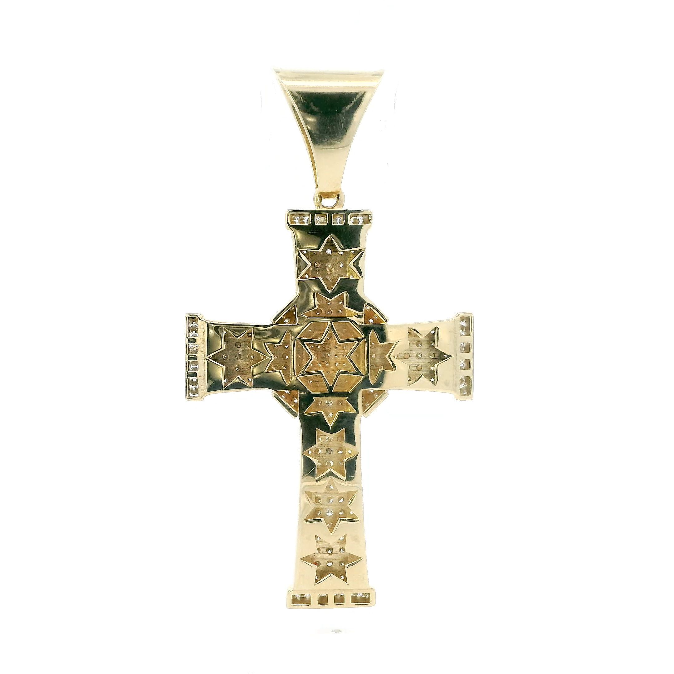 14K Yellow Gold Lab Grown Diamond Cross Pendant - 3.10ct