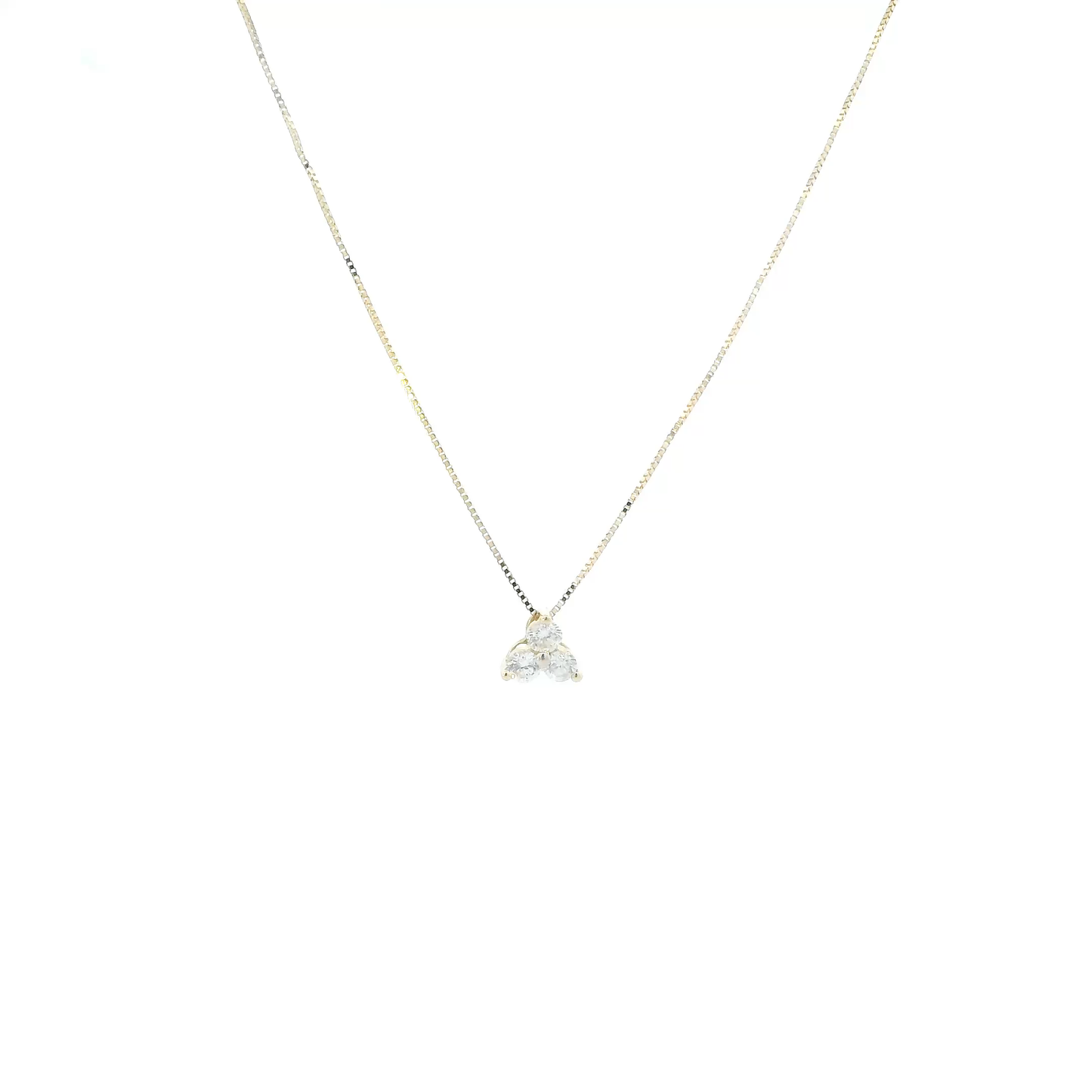 14K Yellow Gold Diamond Pendant & 18" Box Chain - 0.27ct