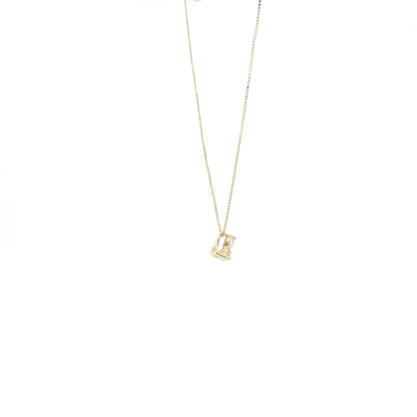 14K Yellow Gold Diamond Pendant & 18" Box Chain - 0.27ct