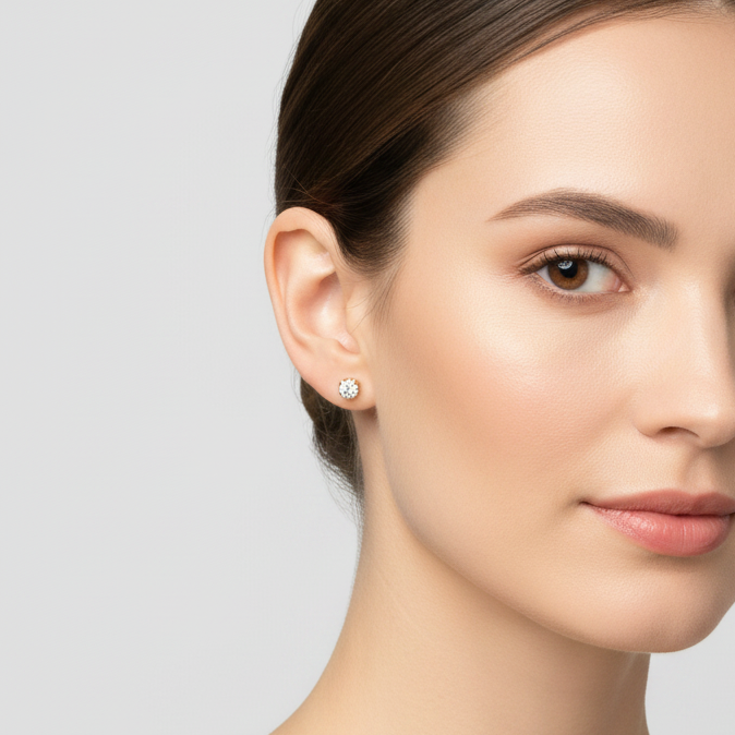14K Yellow Gold Diamond Earrings - 0.46ct