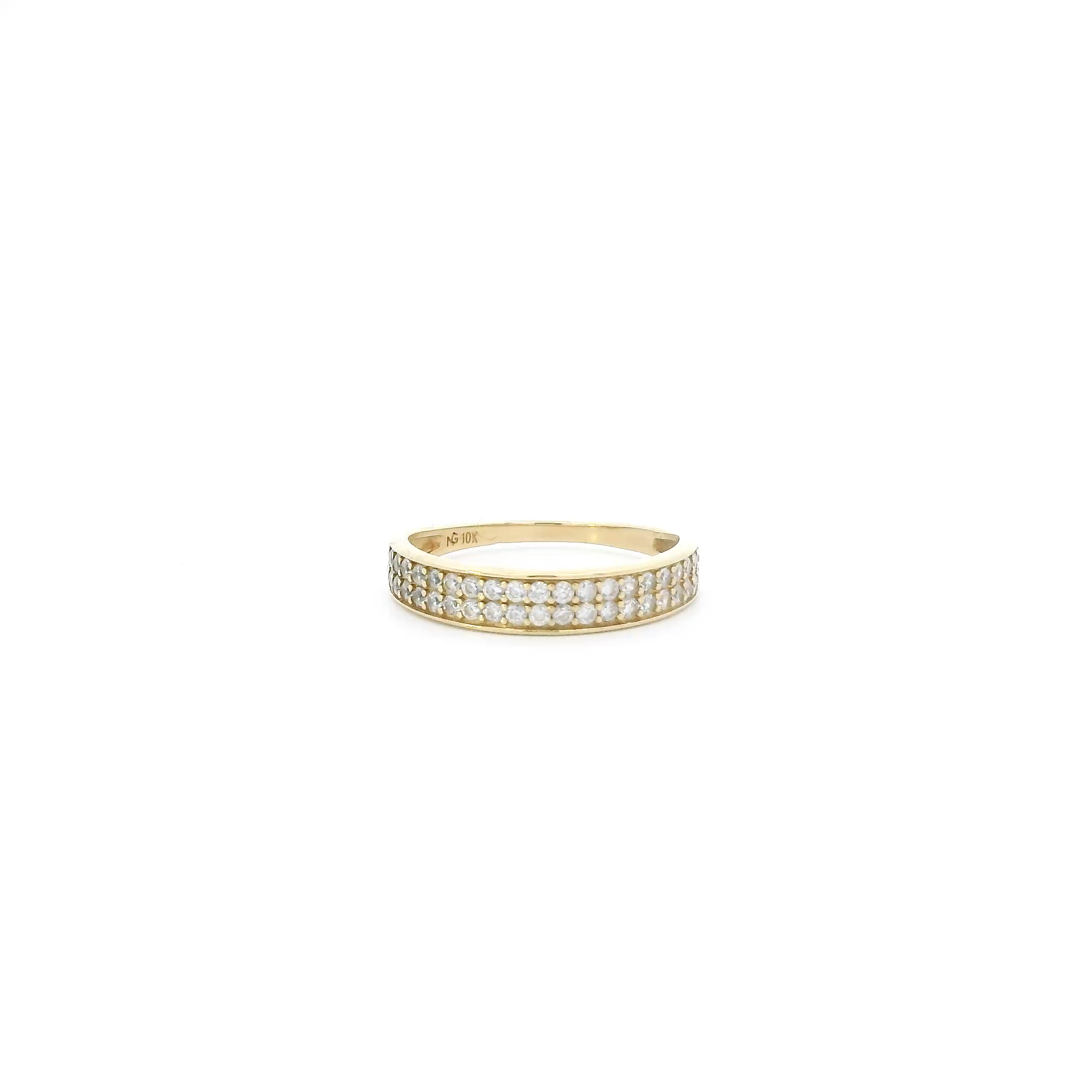 10K Yellow Gold Cz Womens Band Ring