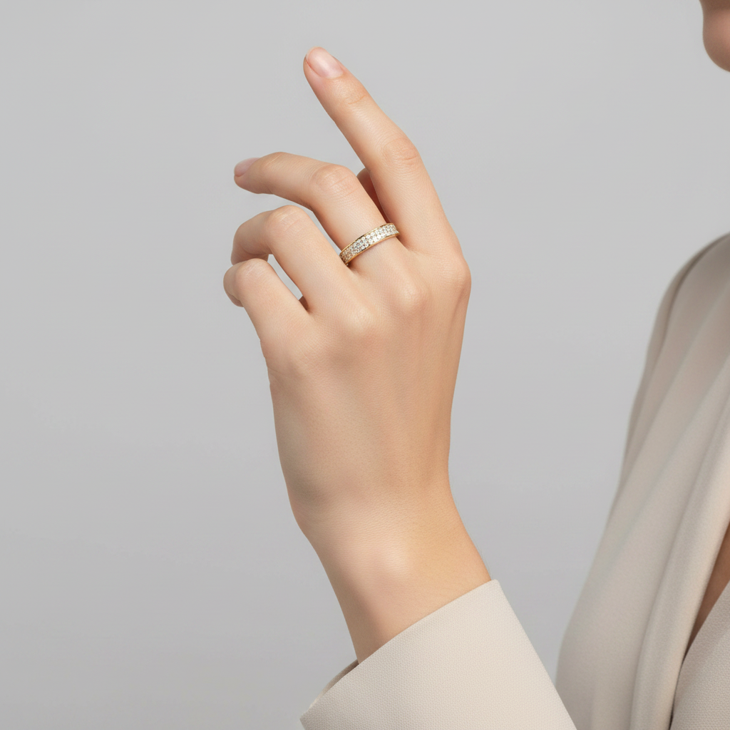 10K Yellow Gold Cz Womens Band Ring