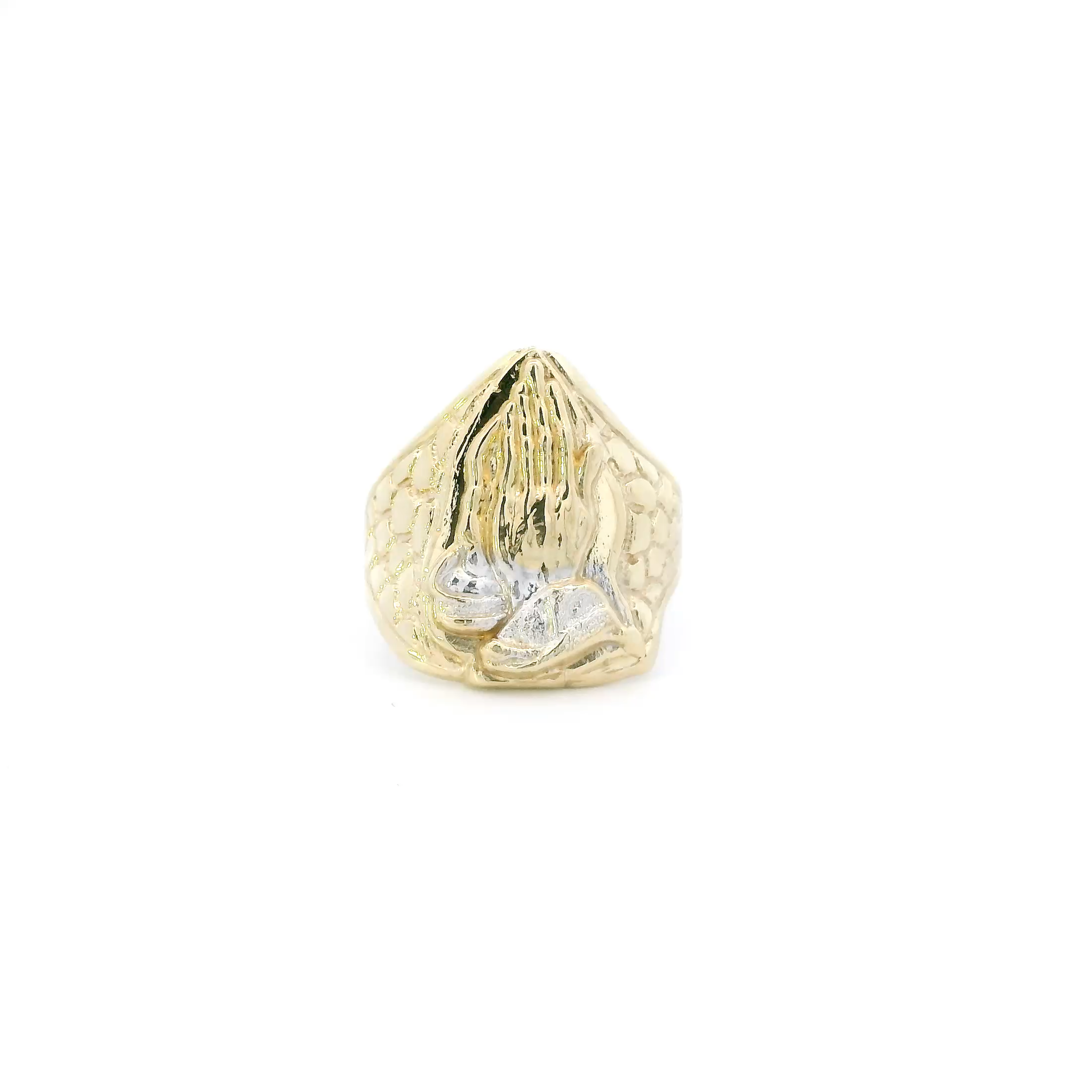 10K Yellow & White Gold Praying Hands Nugget Ring