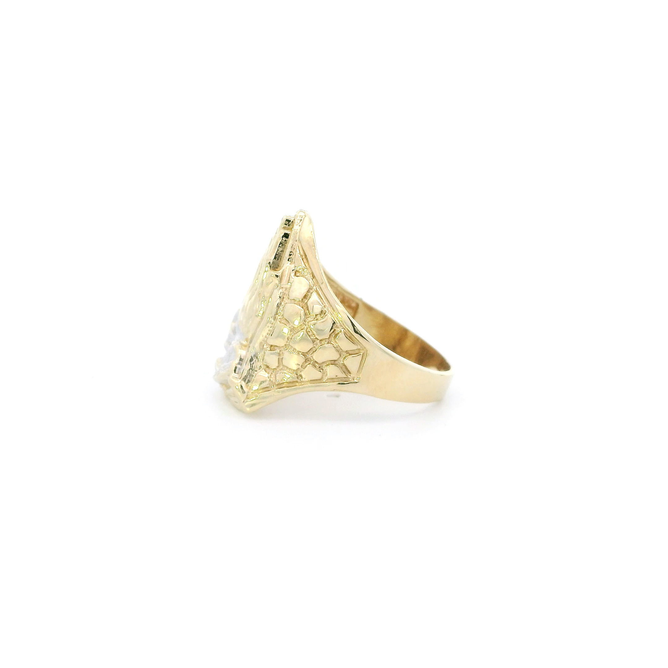 10K Yellow & White Gold Praying Hands Nugget Ring
