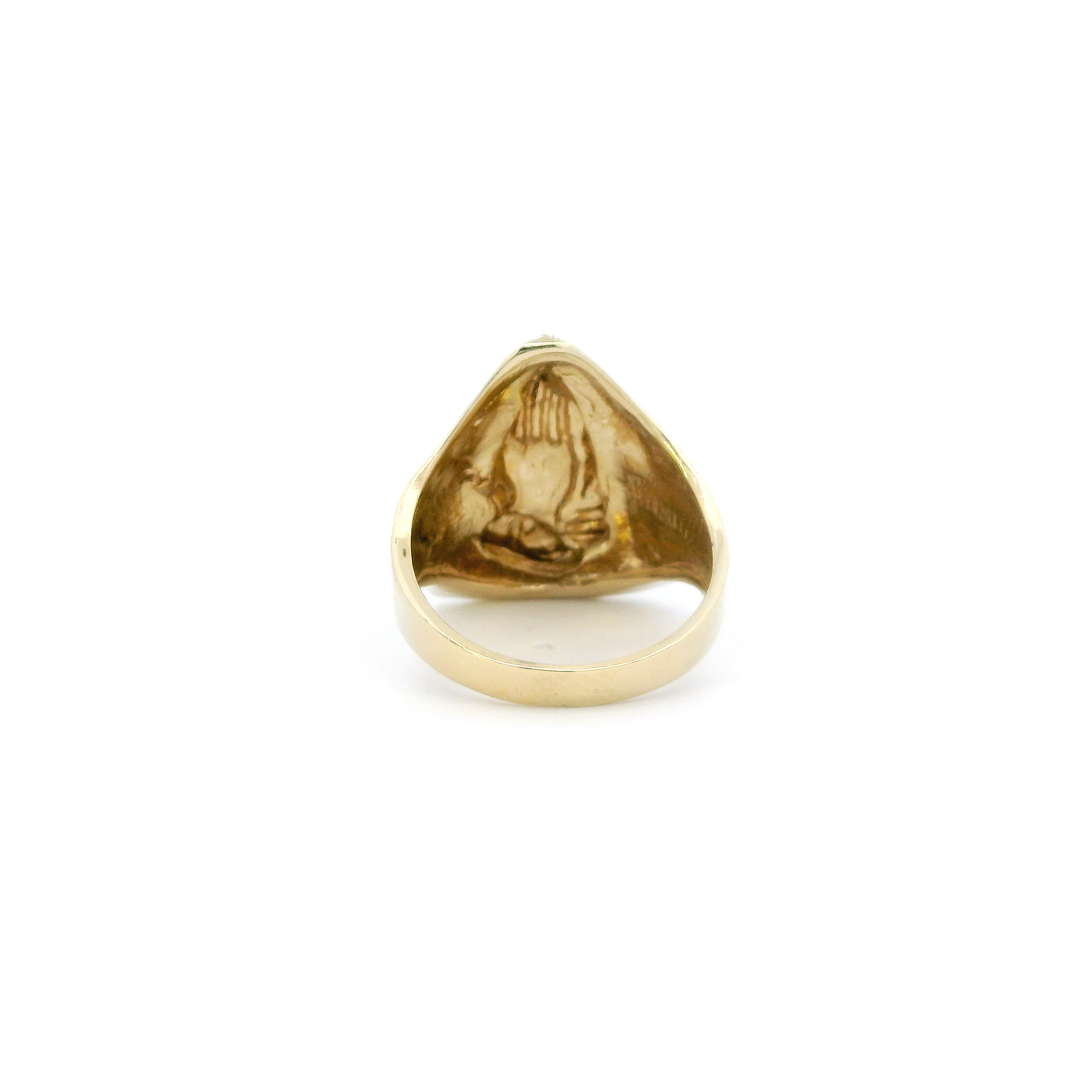 10K Yellow & White Gold Praying Hands Nugget Ring