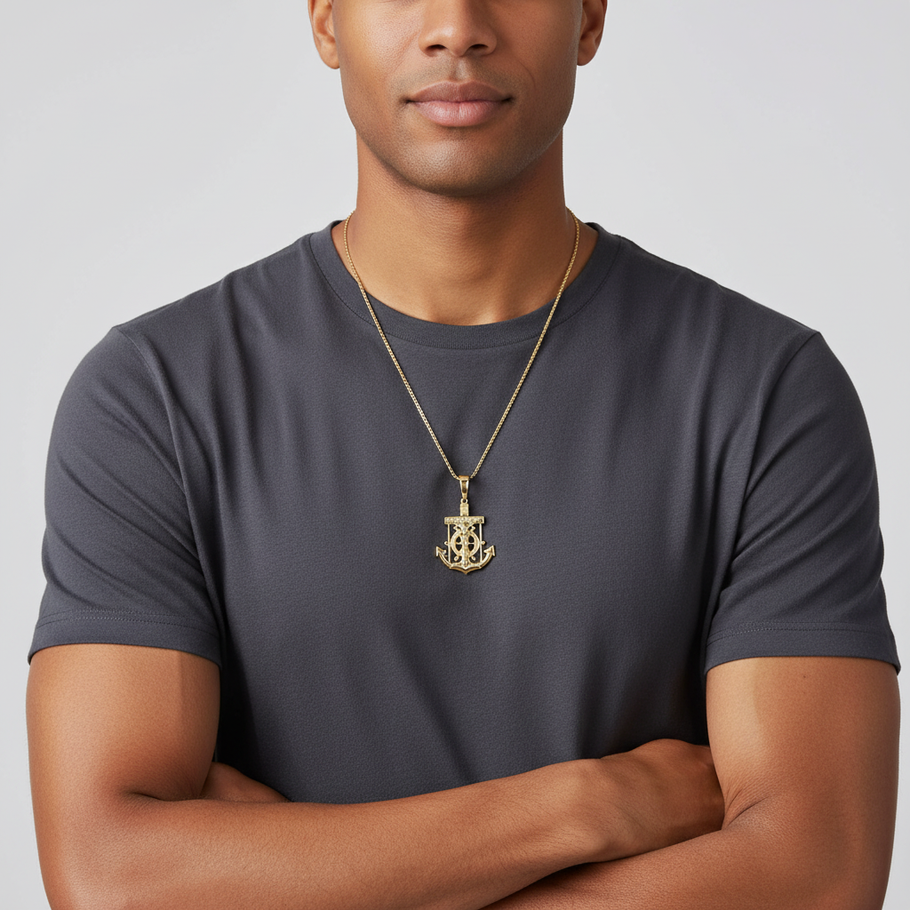14k Yellow & White Gold Mariner Crucifix Pendant