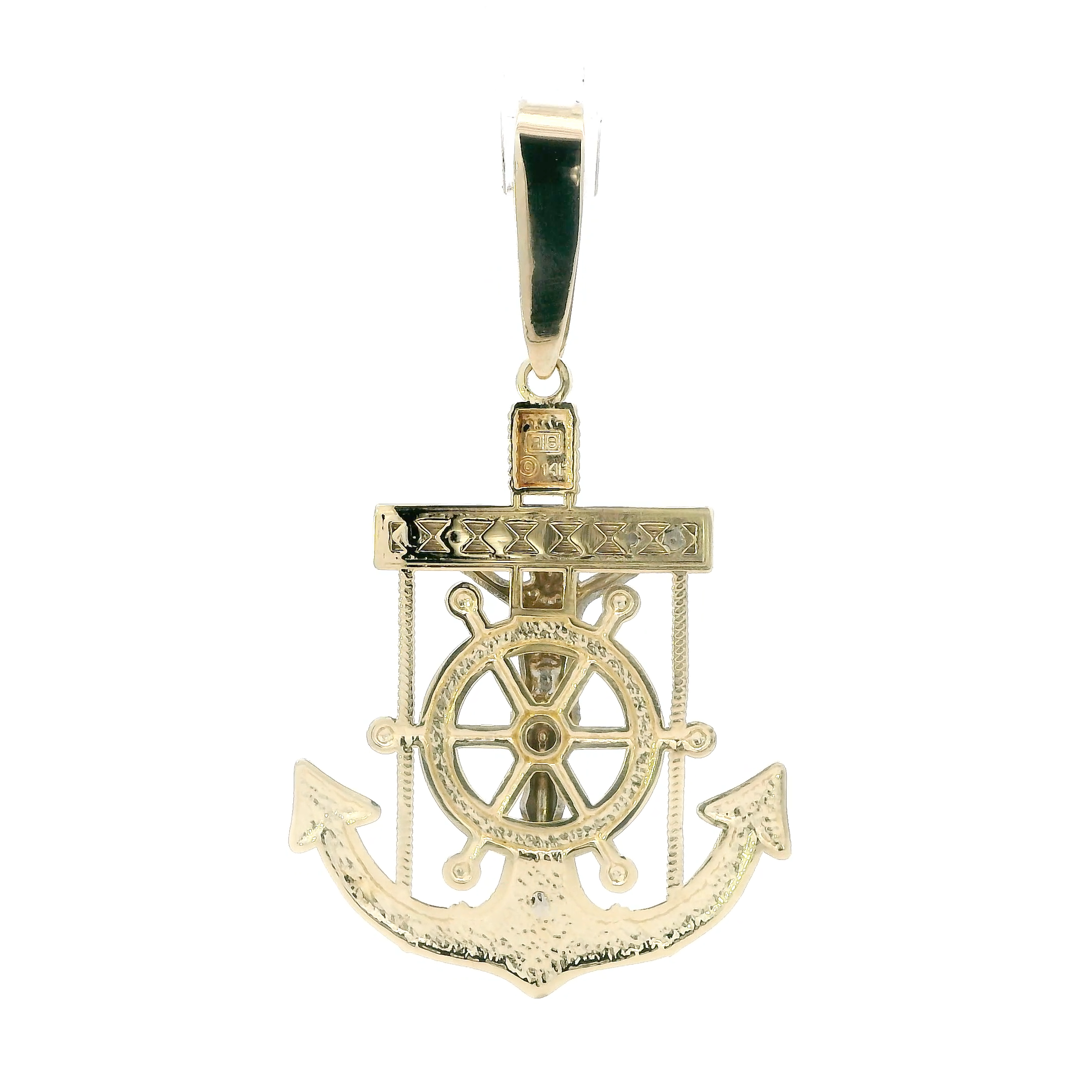 14k Yellow & White Gold Mariner Crucifix Pendant
