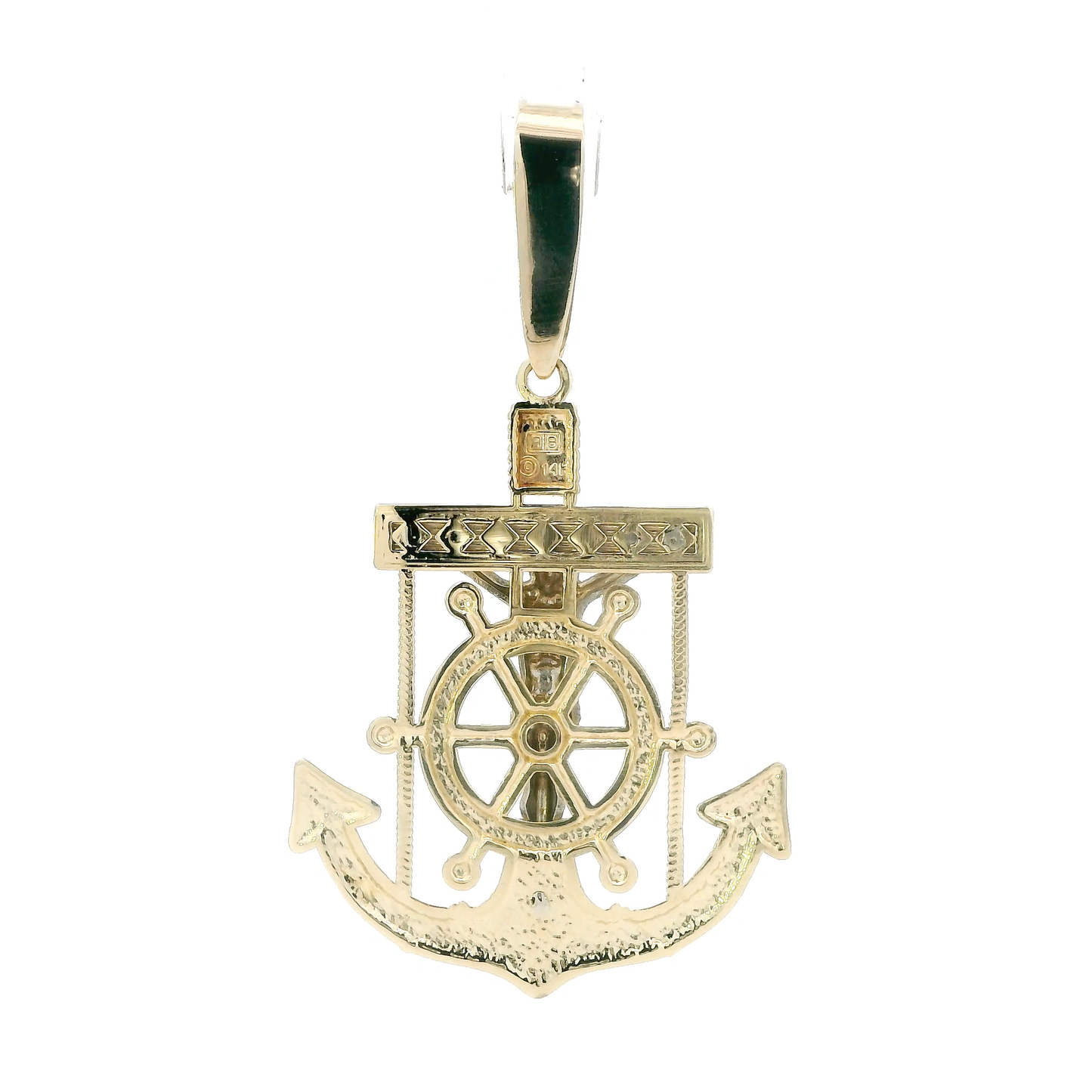 14k Yellow & White Gold Mariner Crucifix Pendant