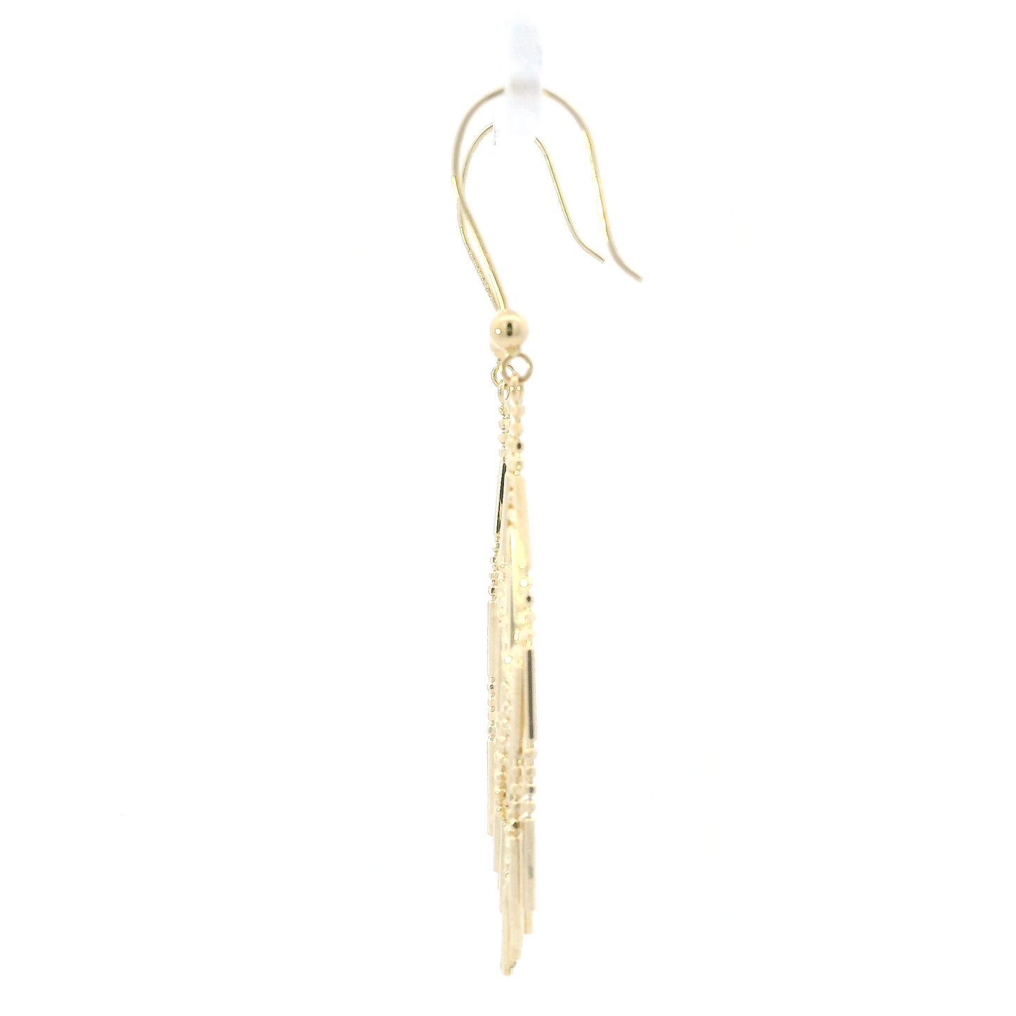 14K Yellow Gold Beaded/Bar Dangle Earrings